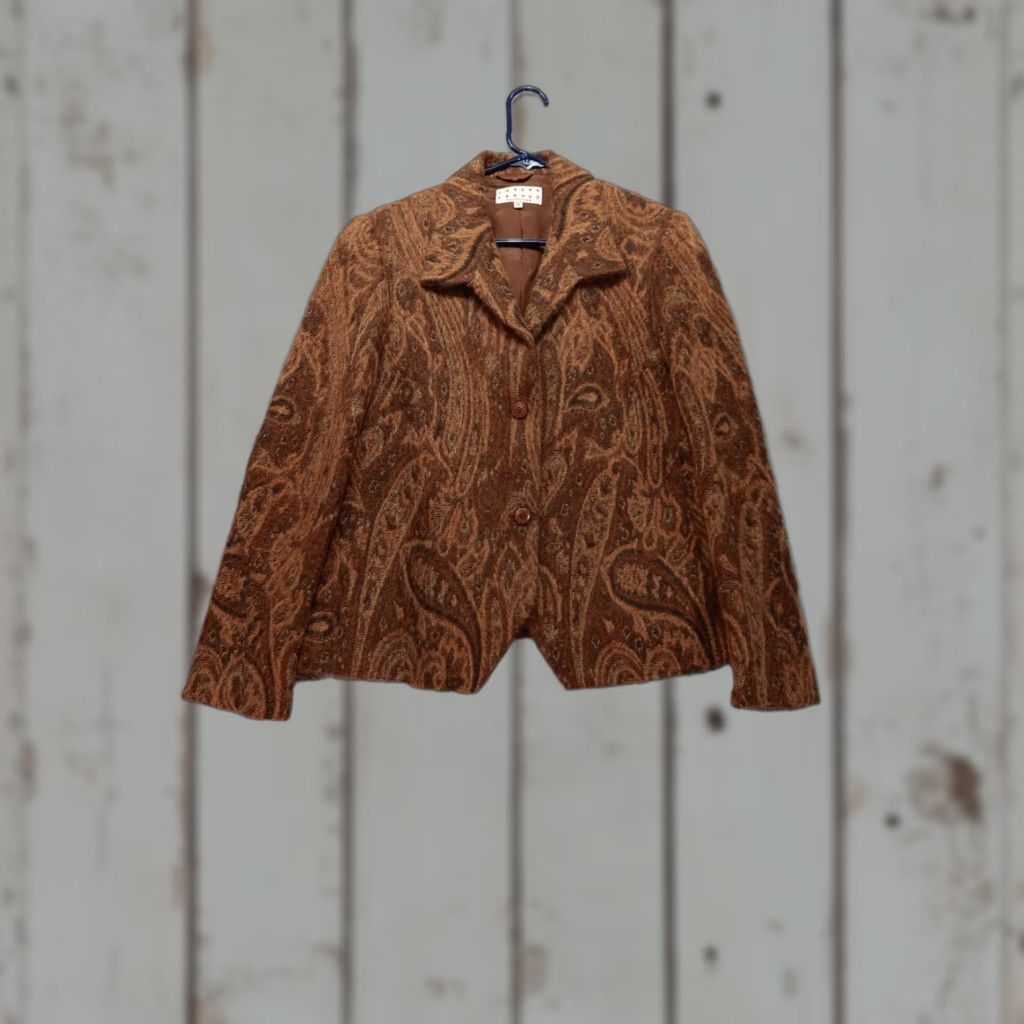 Joseph Abboud Joseph Abboud Collection Blazer Womens 12 Brown Paisley Mohair Wool Blend Italy Blazer Size XL / US 12-14 / IT 48-50 - 1 Thumbnail