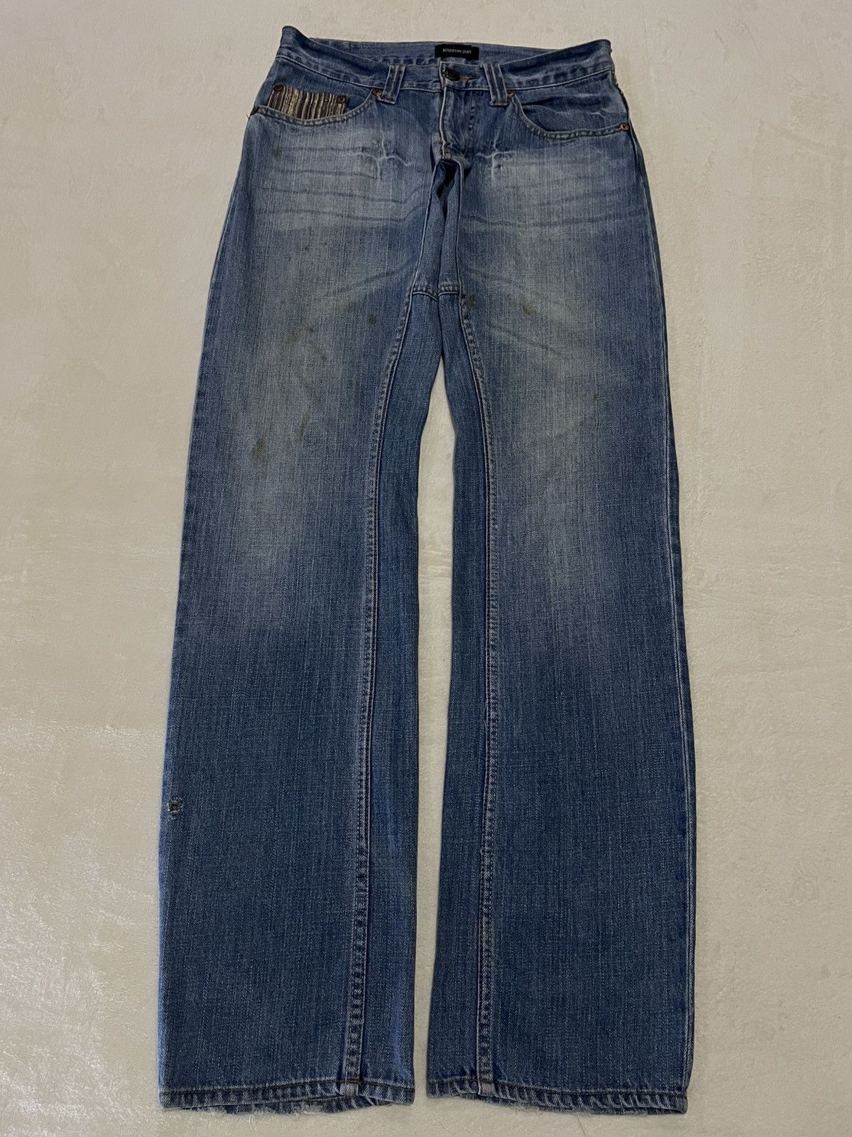 Japanese Brand Vintage Rovertry Mudwash Faded Distress Denim Jeans Size US 31 - 1 Thumbnail