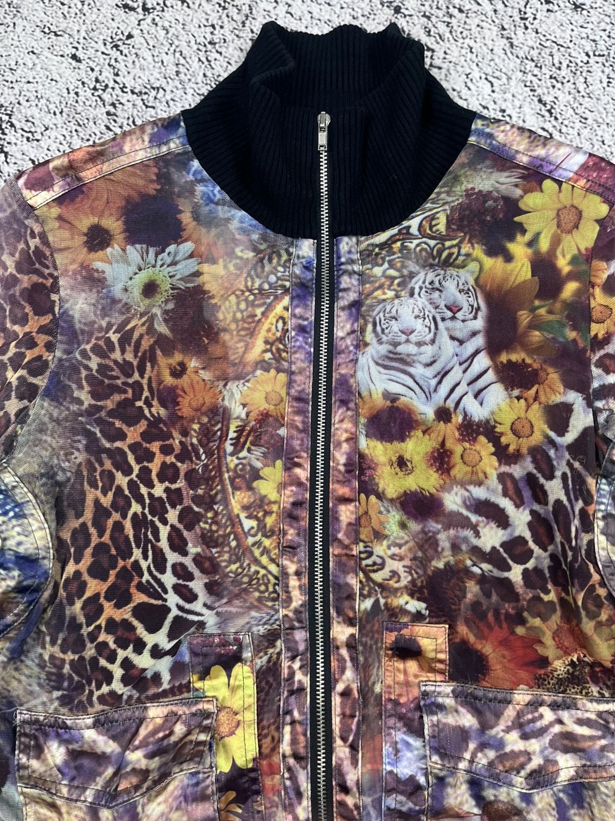 Japanese Brand Vintage Mesh Printed Animal Zip Jacket Floral Cavalli Style Size M / US 6-8 / IT 42-44 - 9 Thumbnail