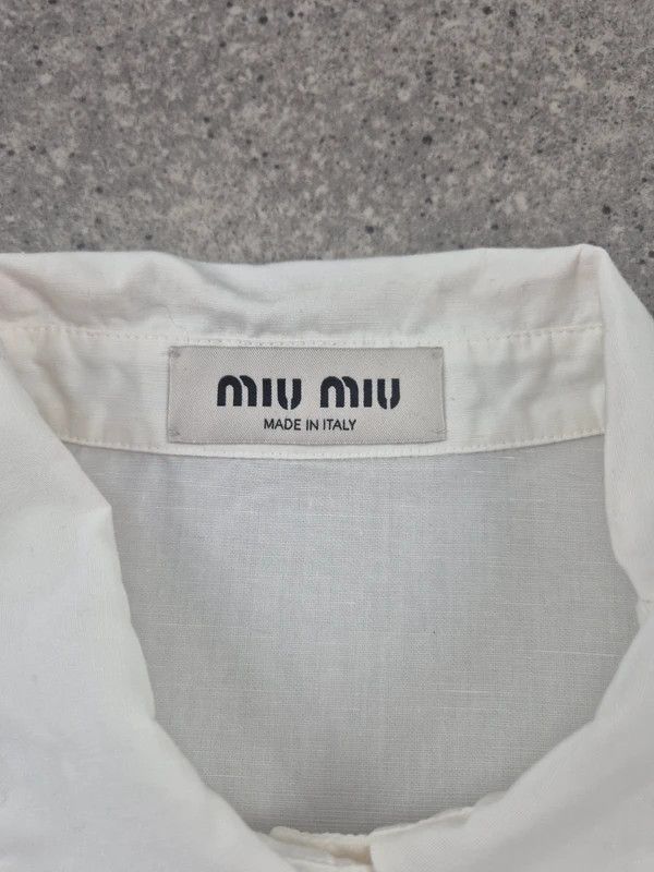 Miu Miu Miu Miu Women's White Slub Poplin Button Down Shirt Size 40 Size S / US 4 / IT 40 - 4 Thumbnail