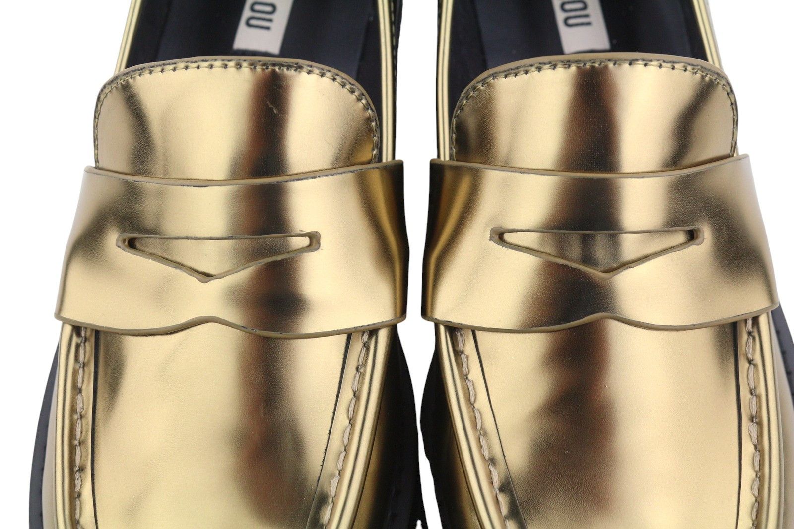 Other BIBI LOU JAYA EU37 Shiny Gold Leather Chunky Slip 87556 Size US 6 / IT 36 - 11 Thumbnail