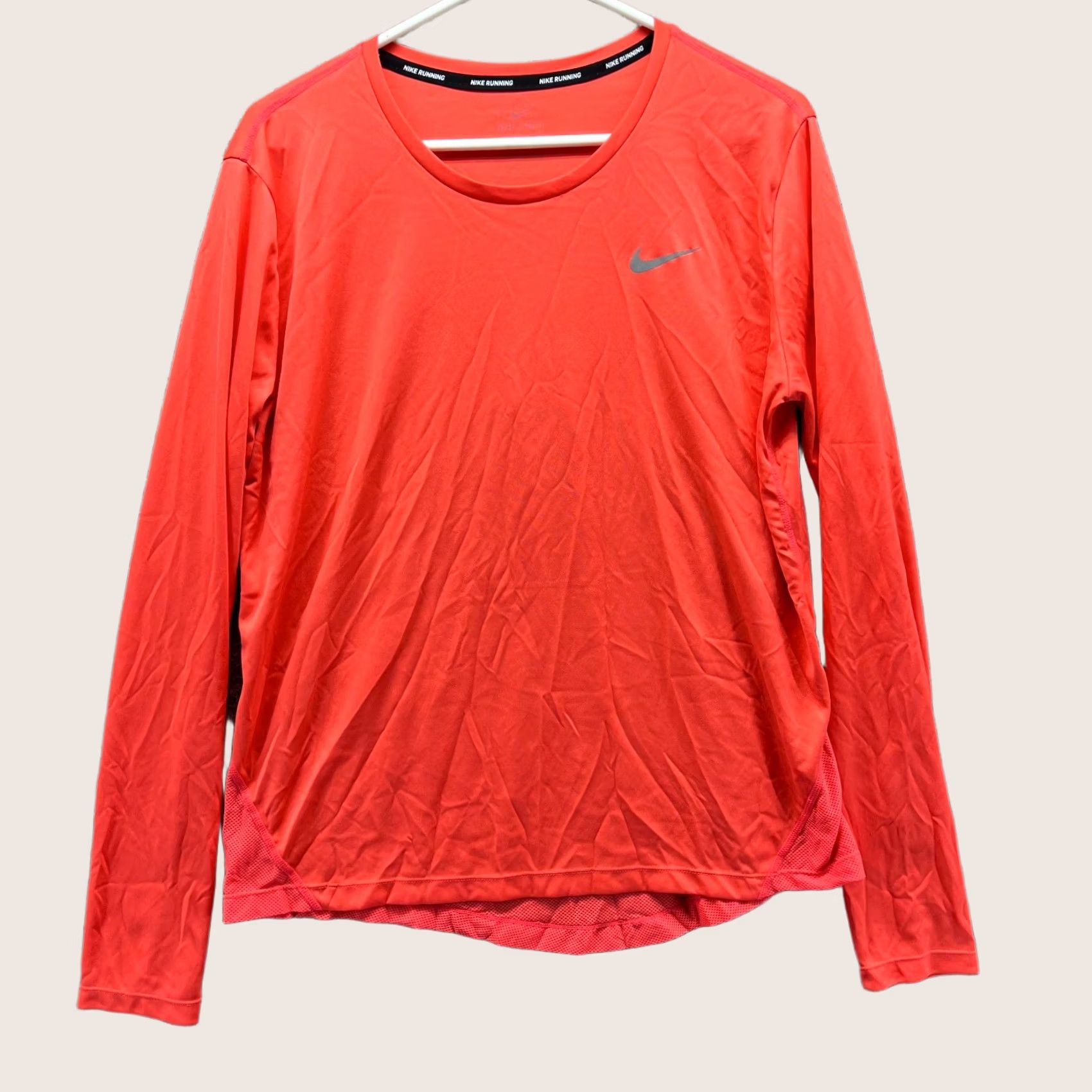 Nike Nike Shirt Women Large Orange Dri-Fit Long Sleeve Running Shirt Mil er Swoosh Size L / US 10 / IT 46 - 1 Thumbnail