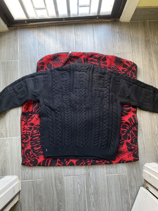 通販値下 M SUPREME Appliqu Cable Knit Sweater | www.artfive.co.jp