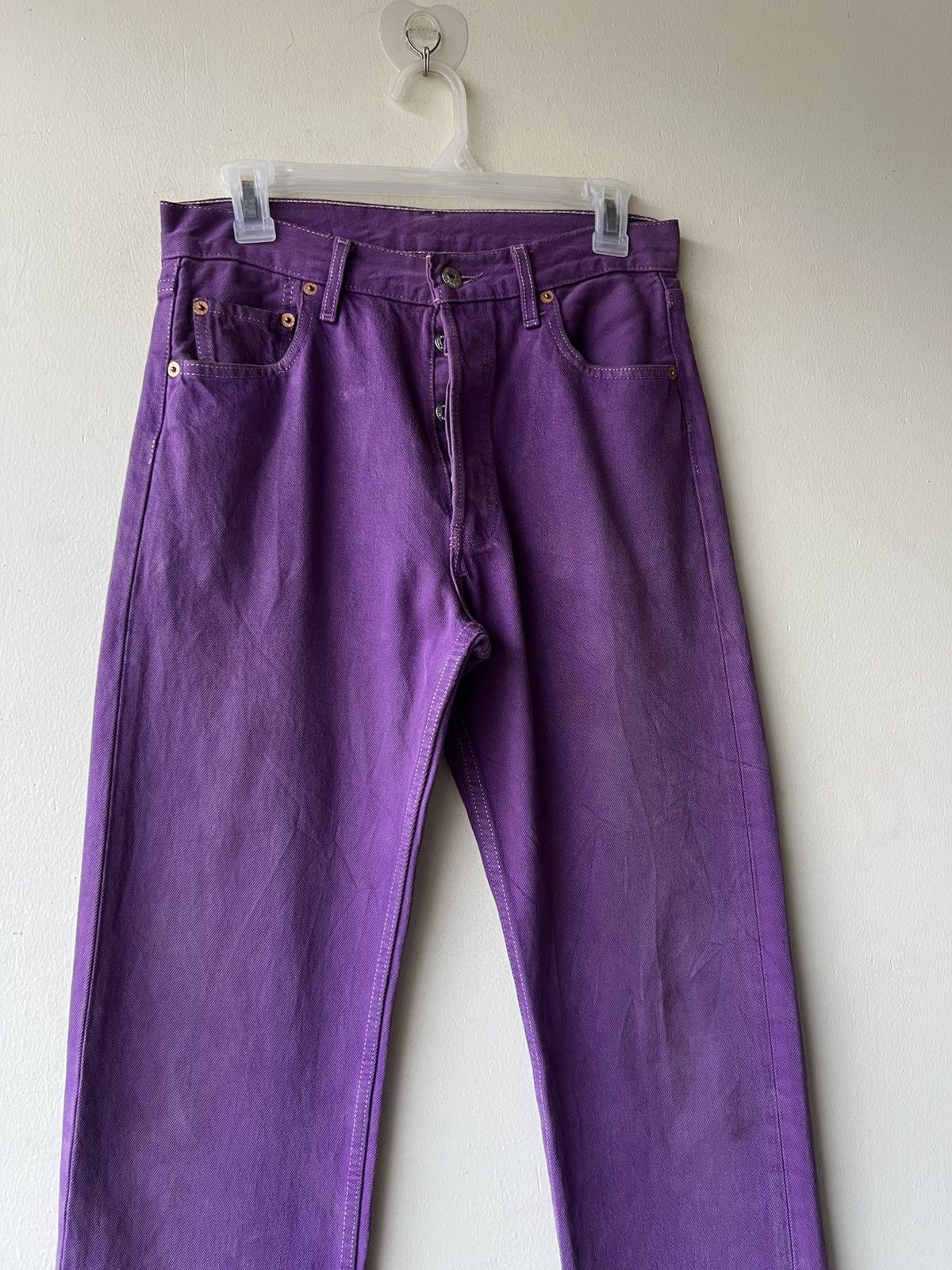 Levi's Vintage 90s Levi’s 501 Fade Dirty Mud Denim Purple Jeans Size US 29 - 21 Thumbnail