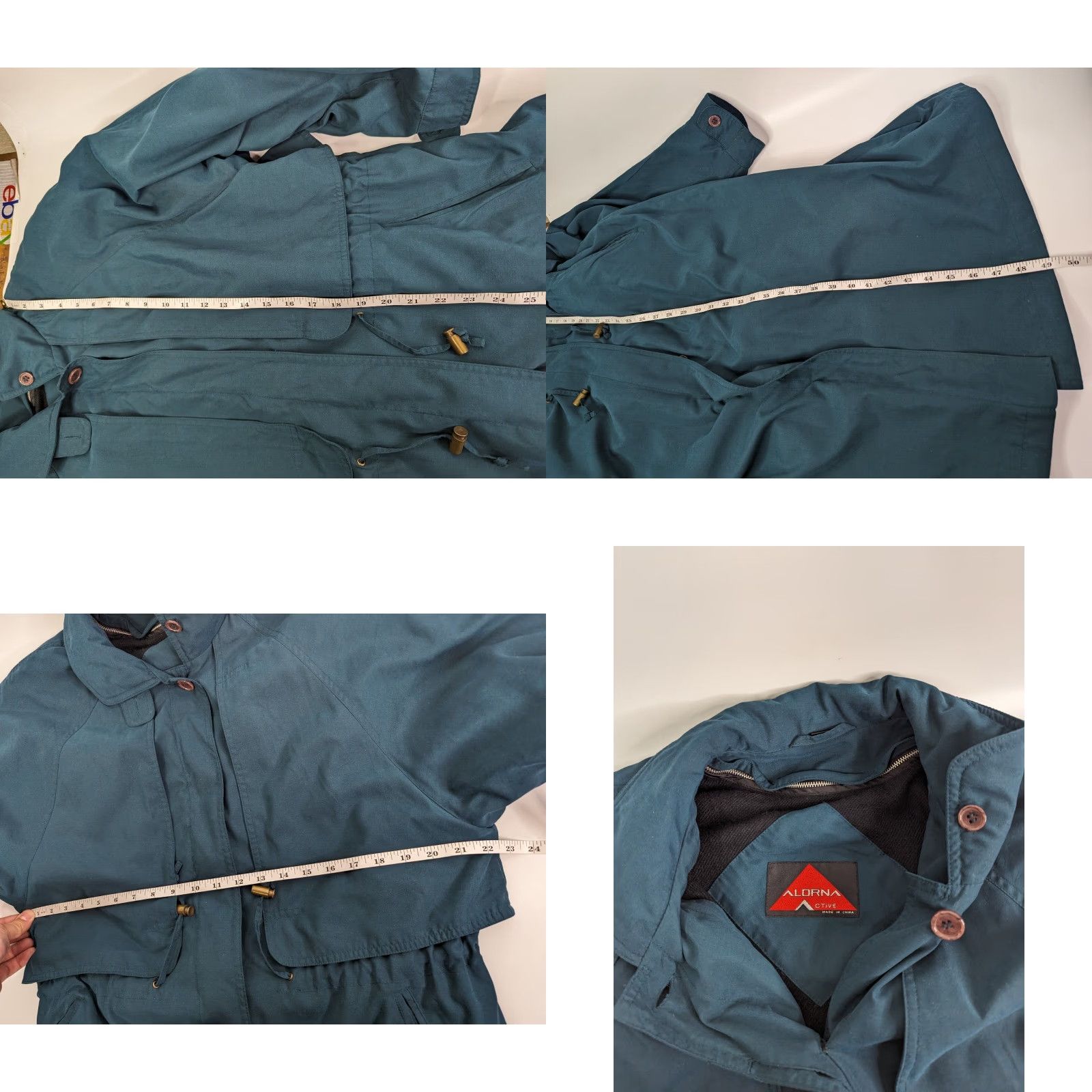 Vintage Alorna Coat Womens Long Turquoise Hooded Pockets Linerless Overcoat 5/6 Size Regular Button Casual Size S / US 4 / IT 40 - 8 Thumbnail