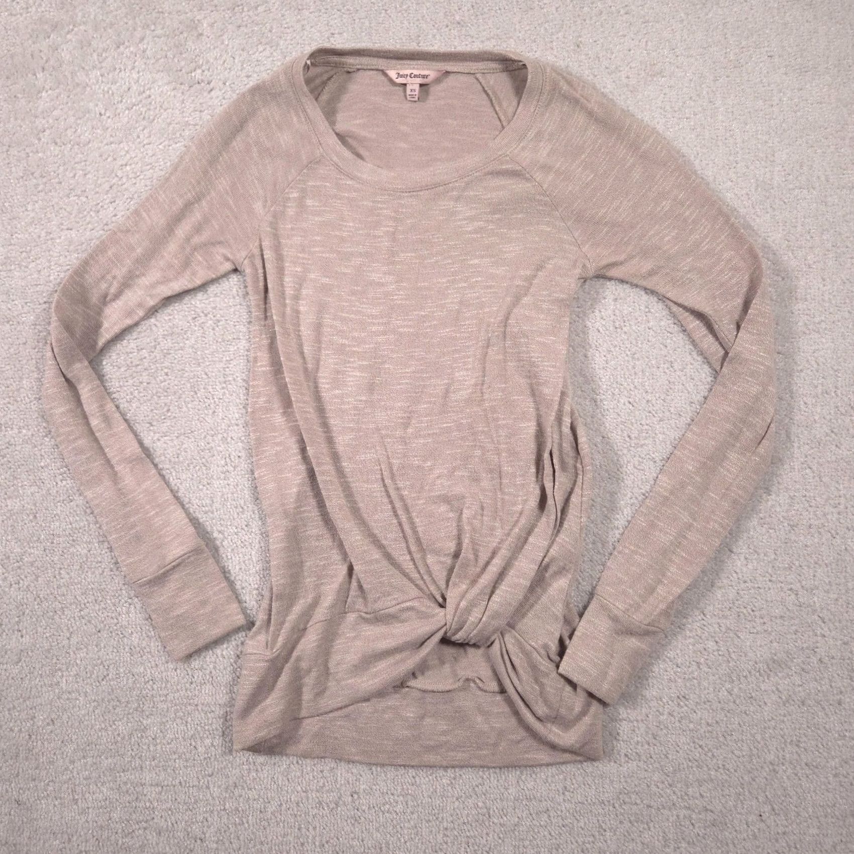 Juicy Couture Juicy Couture Shirt Womens XS Beige Twist Front Scoop Neck Long Sleeve Top Size XS / US 0-2 / IT 36-38 - 2 Thumbnail