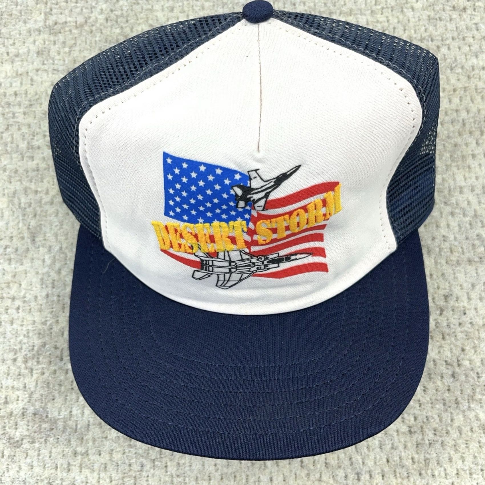 Vintage VINTAGE Desert Storm Trucker Hat Cap Snapback 90s Made In USA Puffy Flag Jet Size ONE SIZE - 3 Thumbnail