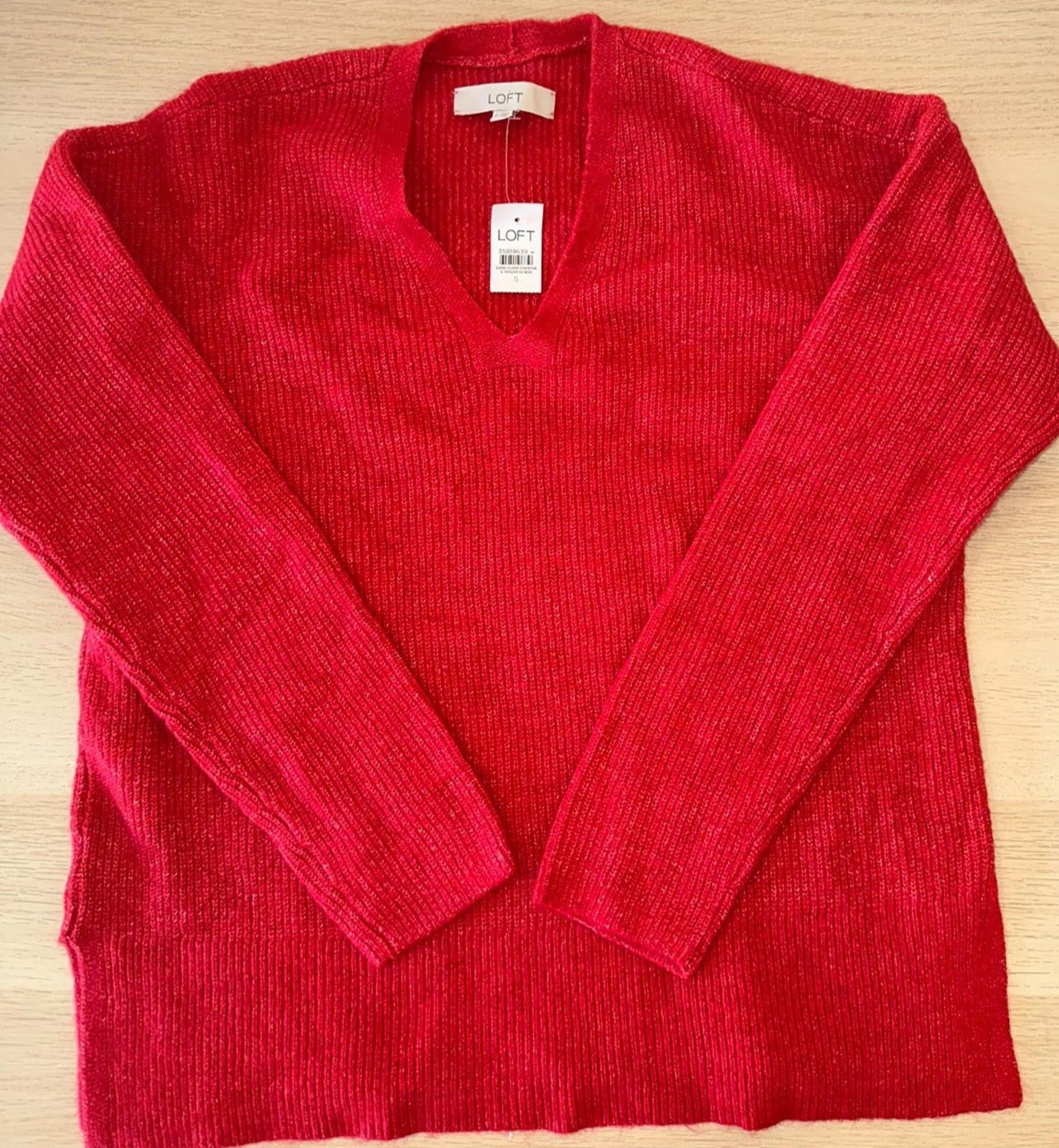 Designer LOFT Women’s Red Sweater – Size Small, Long Sleeve Crew Neck Size S / US 4 / IT 40 - 1 Thumbnail