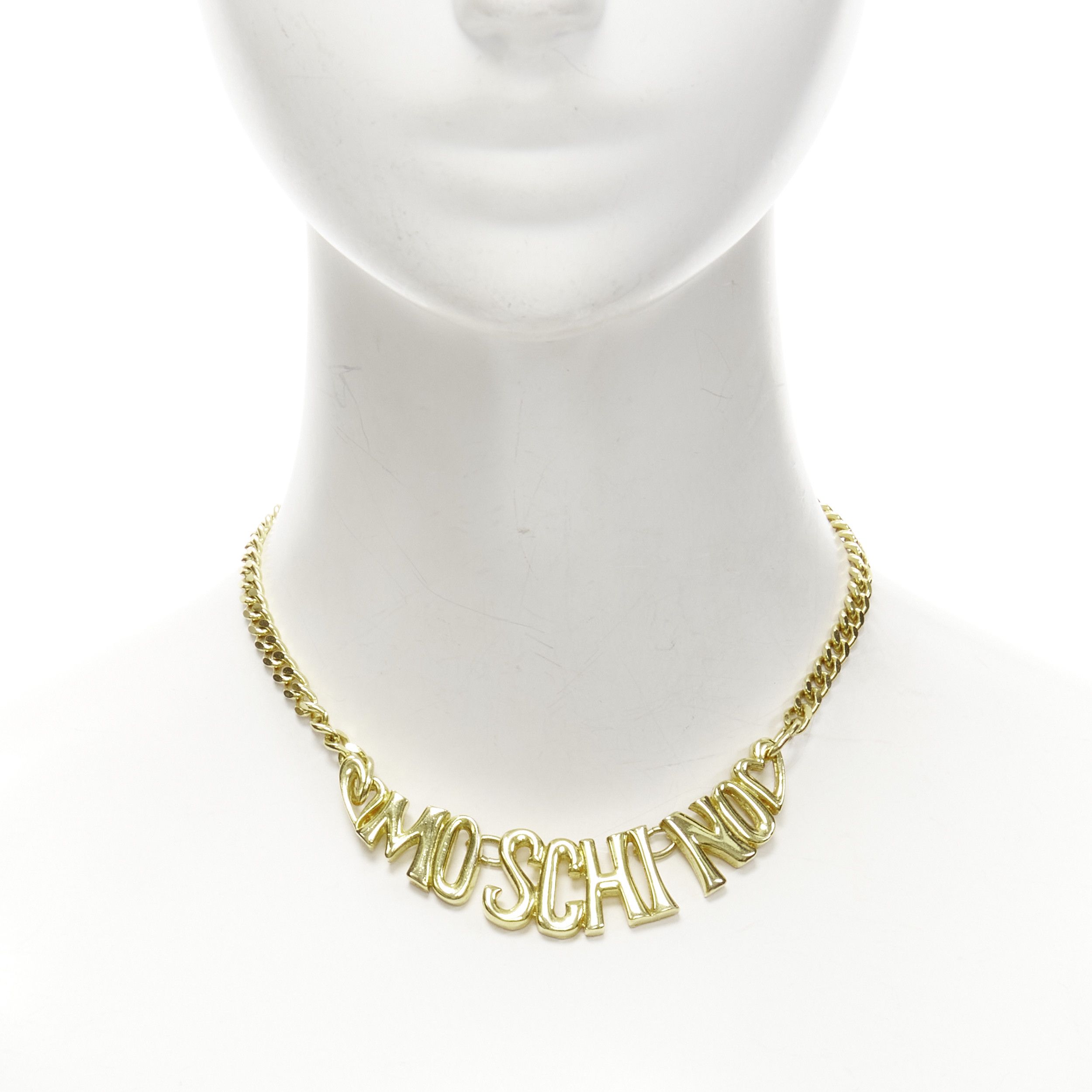 Moschino MOSCHINO gold tone logo heart motif clasp short chain necklace Size ONE SIZE - 1 Thumbnail