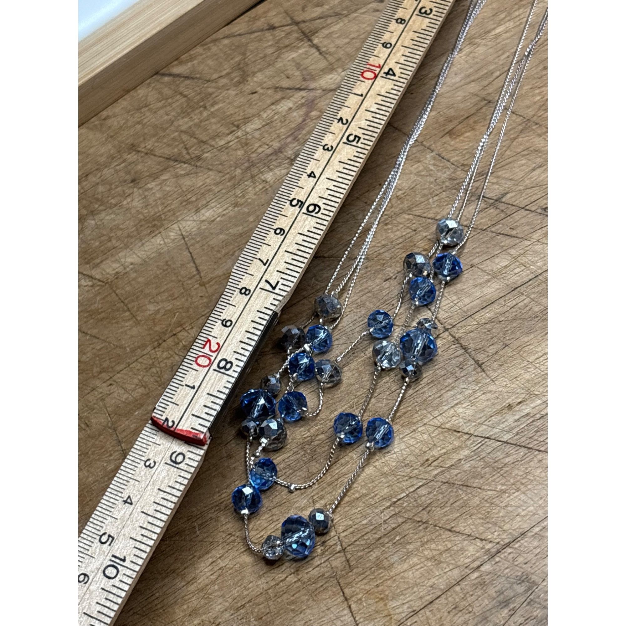 Other Multi-Strand Silver Necklace With Blue & Clear Beads Size ONE SIZE - 7 Thumbnail