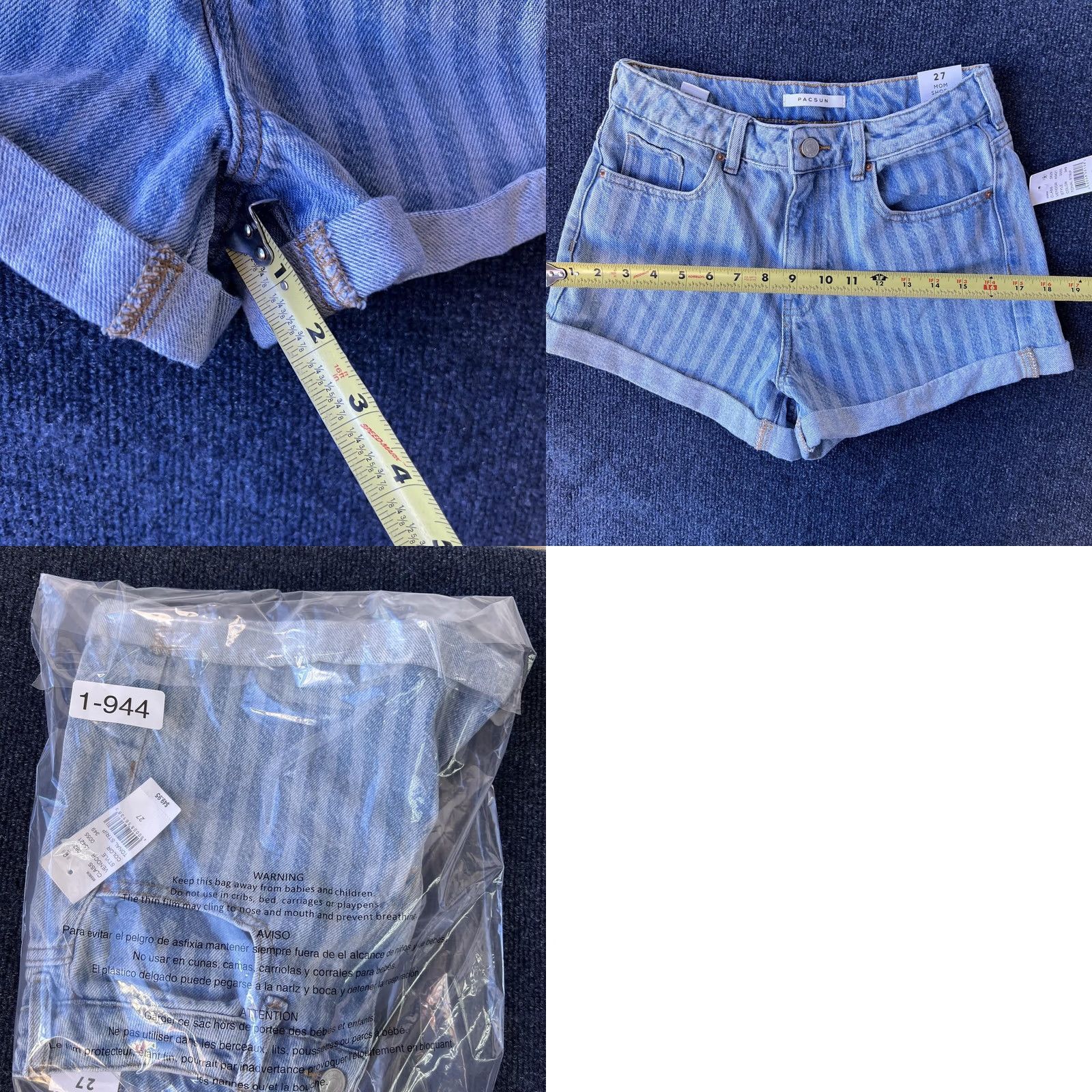 Pacsun PacSun Shorts Womens 27 Light Wash Mom Short Denim Tonal Stripe High Rise Cuffed Size 27" / US 4 / IT 40 - 8 Thumbnail