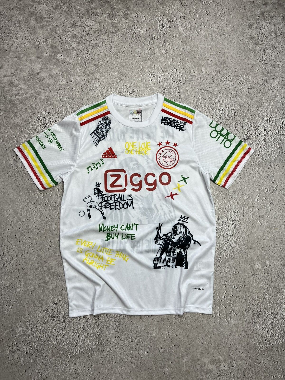 Adidas Ajax Ziggo Bob Marley Graphic Jersey L