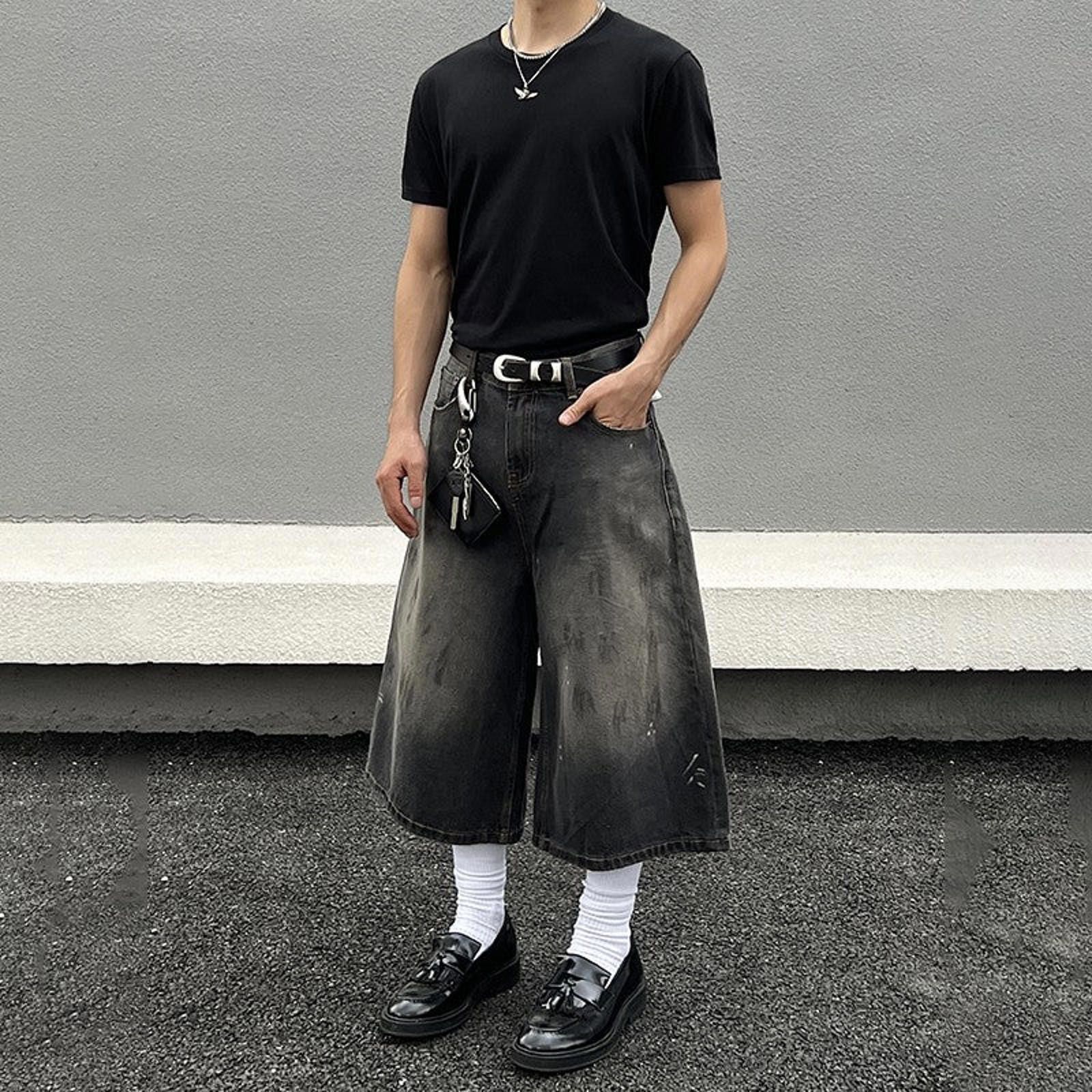 Jean Wide Leg Long Black Denim Jorts / Shorts Size US 30 / EU 46 - 1 Thumbnail