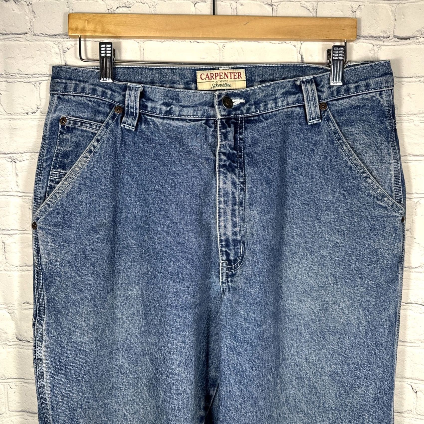 Vintage Vintage St. Johns Bay Carpenter Jeans 34x32 Blue Denim 90s Workwear Mens Jeans Regular Fit Size US 34 / EU 50 - 3 Thumbnail