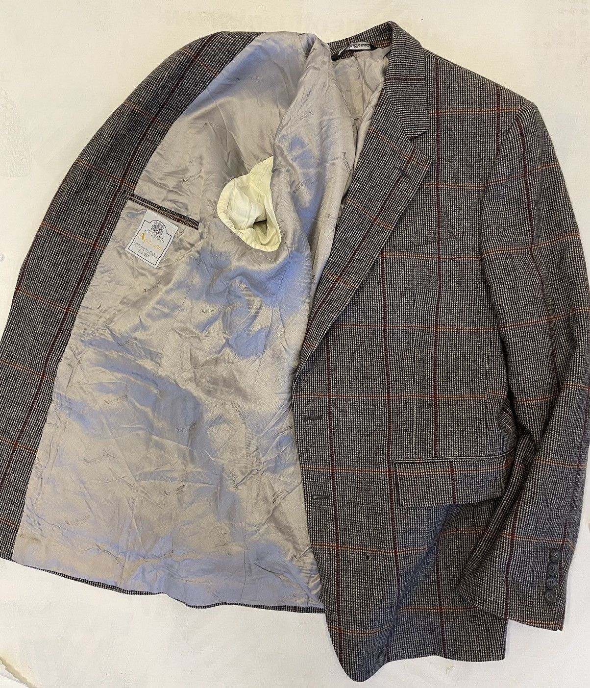 Aquascutum × Vintage Vintage Windowpane Check Wool Tweed Jacket Size 42R - 5 Thumbnail