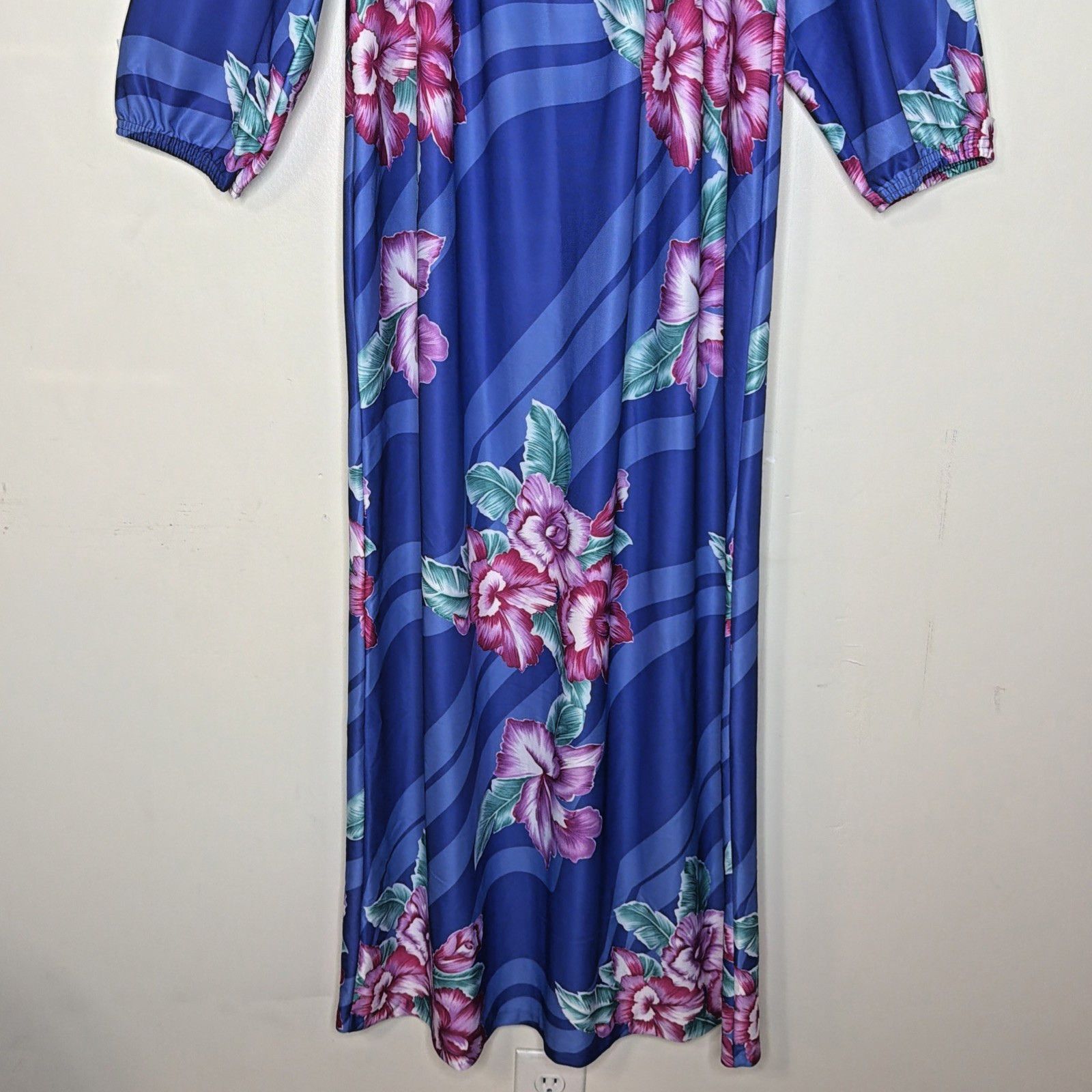 Other Muumuu Dress S Caftan Boho Floral Tropical Hibiscus Blue Size S / US 4 / IT 40 - 4 Thumbnail