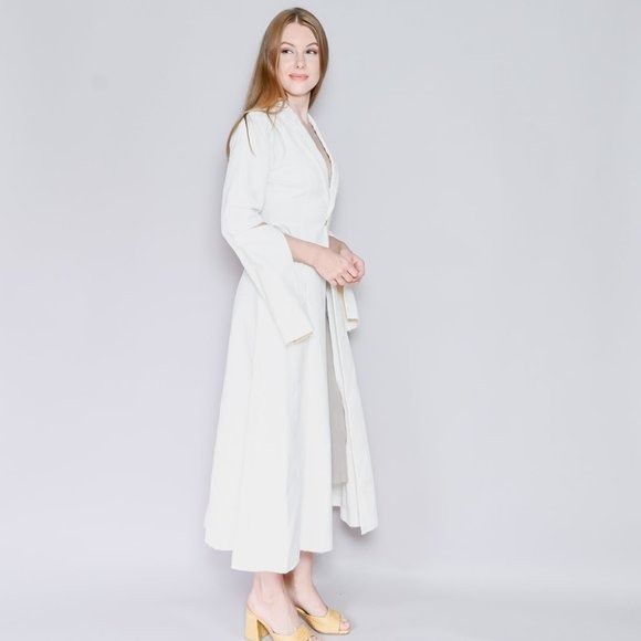 Loewe LOEWE White Jacquard Tie-Cut Sleeve Panel Coat Sz 36 Size XS / US 0-2 / IT 36-38 - 3 Thumbnail