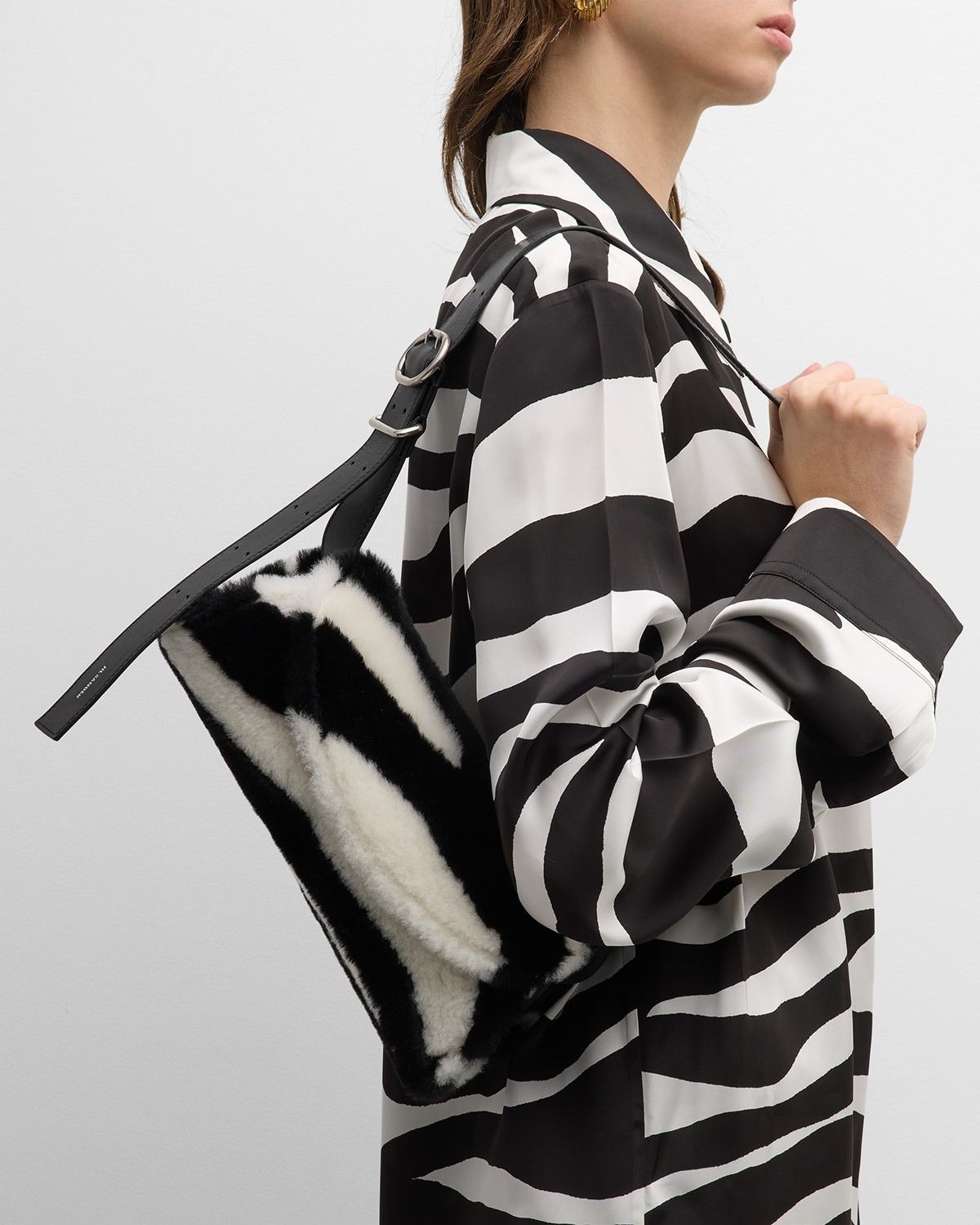 Jil Sander o1loc1c1124 Size: OS/Cannolo Small Zebra Faux-Fur in Black Size ONE SIZE - 4 Thumbnail