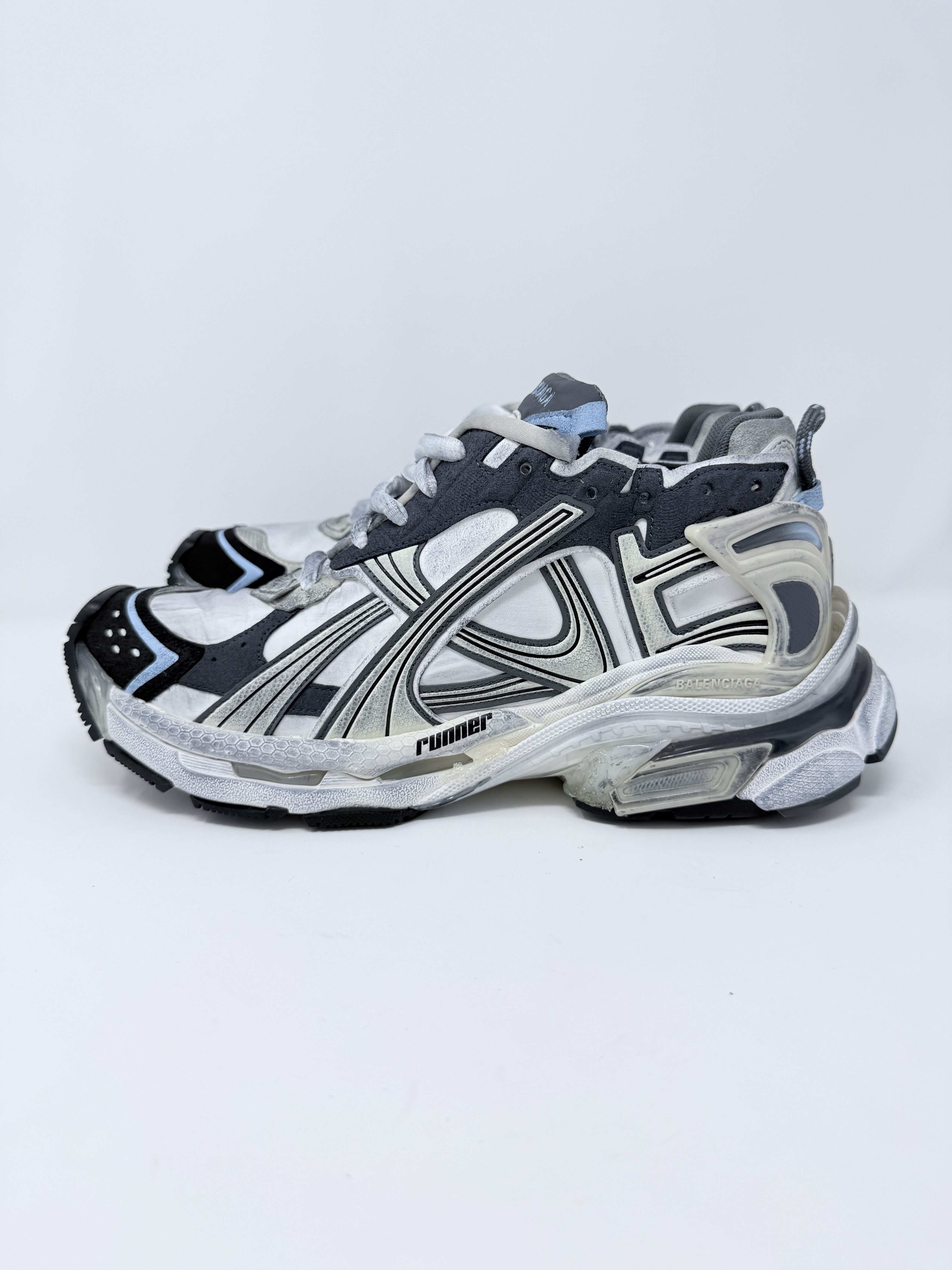 Balenciaga Balenciaga Runner 1.0 Nylon Suede White Blue Gray Size US 8 / EU 41 - 3 Thumbnail