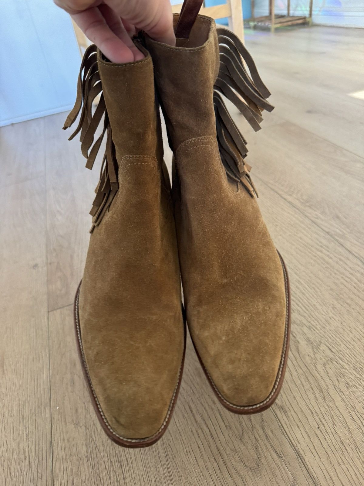 Saint Laurent Paris Hedi Suede Fringe Wyatts 44.5 Size US 11.5 / EU 44-45 - 3 Thumbnail