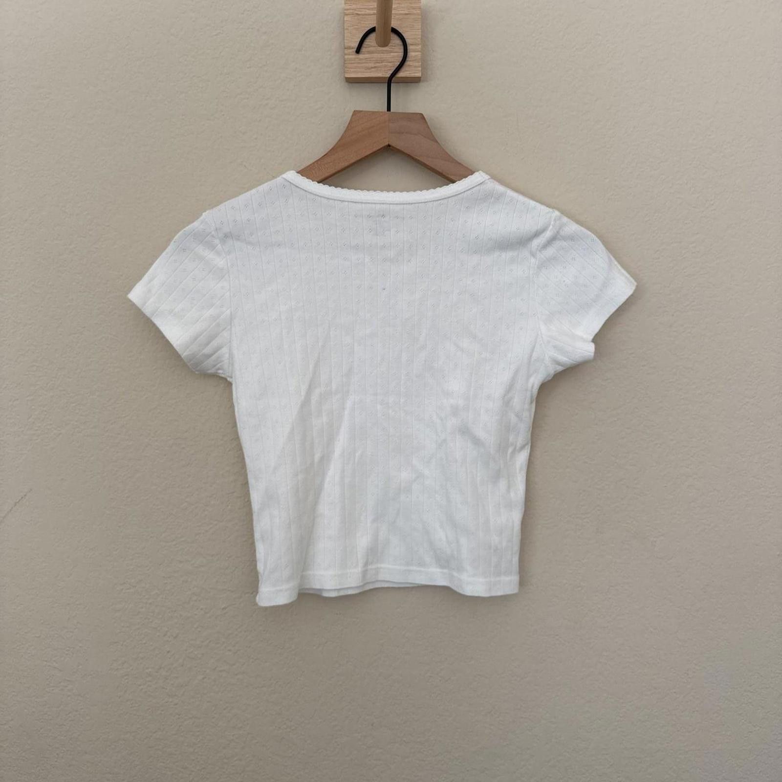 Other Brandy Melville Shirt Women's XS White 100% Cotton Size ONE SIZE - 3 Thumbnail