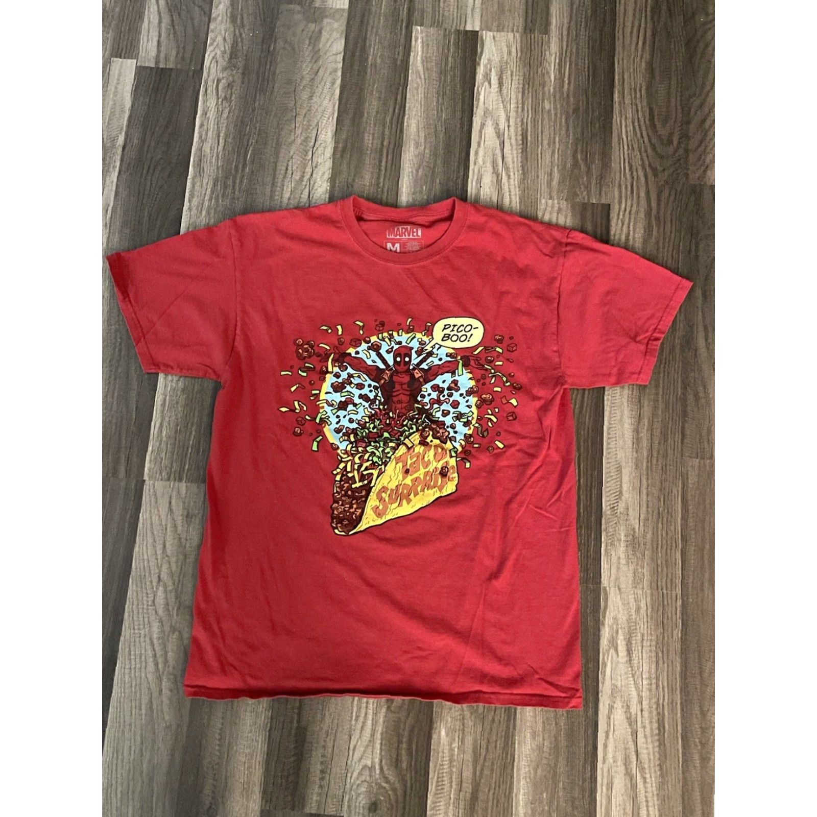 Vintage Marvel Deadpool T-Shirt Red Medium Mens M Taco Funny Comics Size US M / EU 48-50 / 2 - 2 Thumbnail