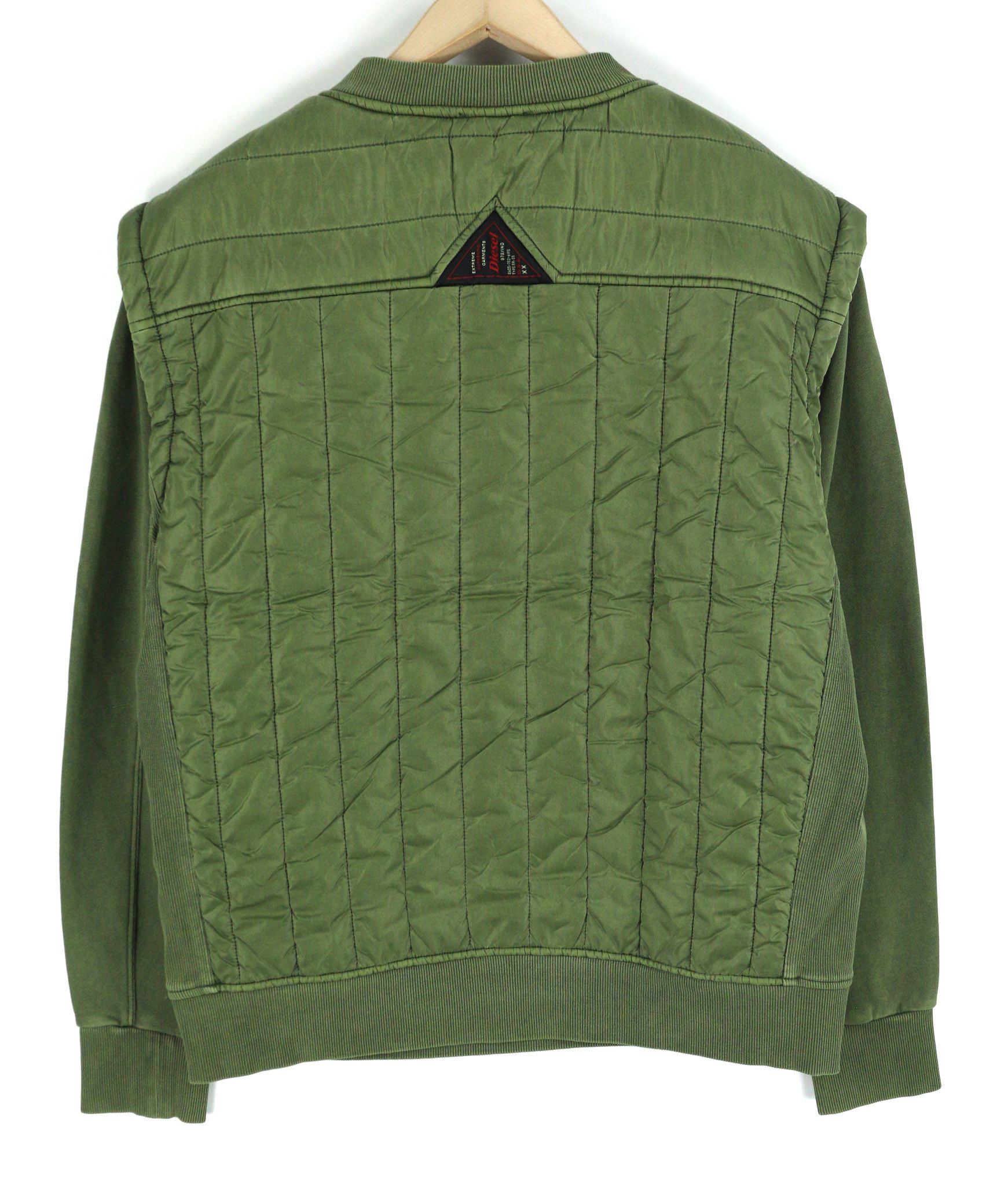 Diesel S-HOLTY L Green Quilted Crew Logo Sweatshirt 40121 Size US L / EU 52-54 / 3 - 2 Thumbnail