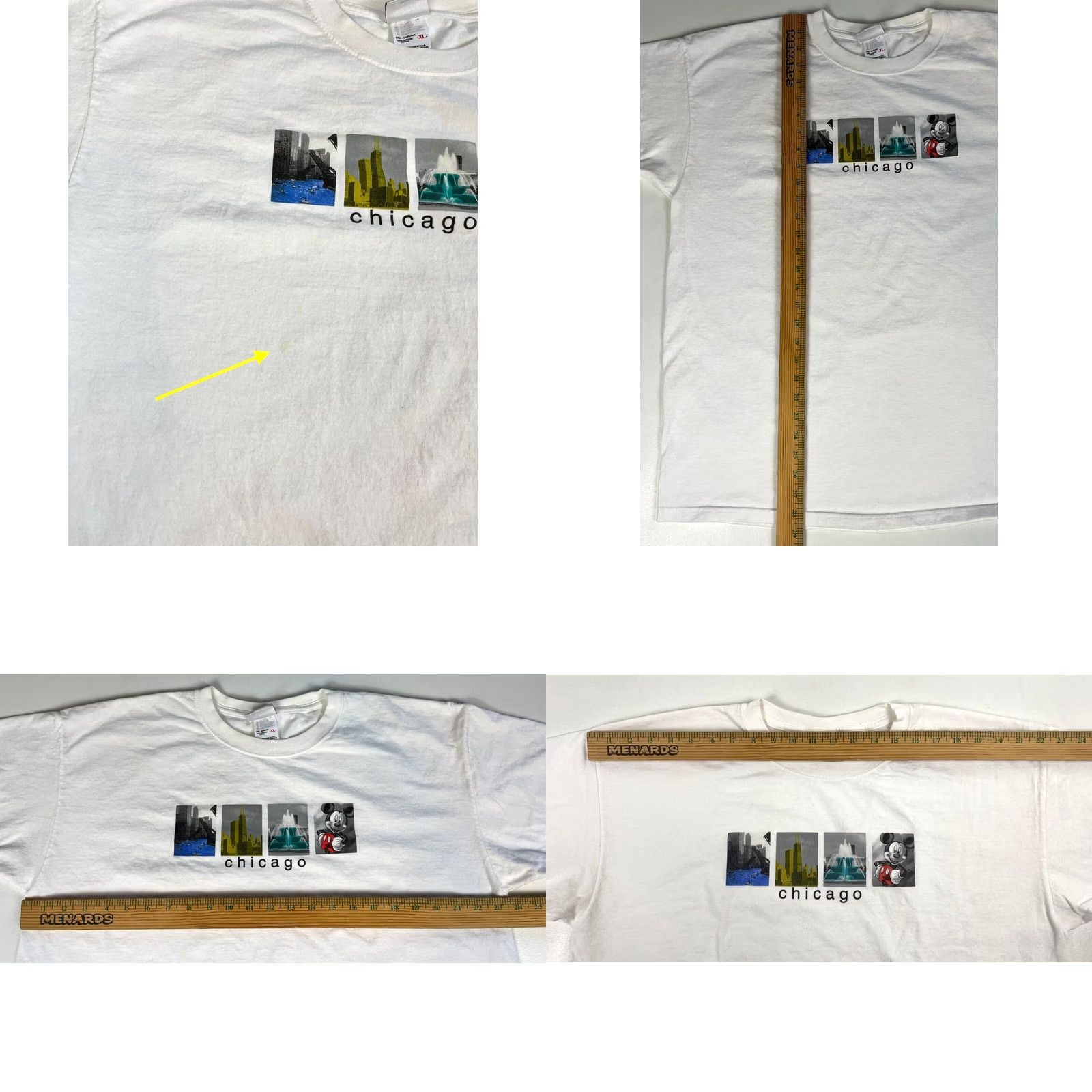 Disney VINTAGE Disney Store Mickey Mouse Chicago Men T-Shirt XL White 90s 1990s Crew Neck Short Sleeve Regular Size: XL Men’s Size US XL / EU 56 / 4 - 8 Thumbnail