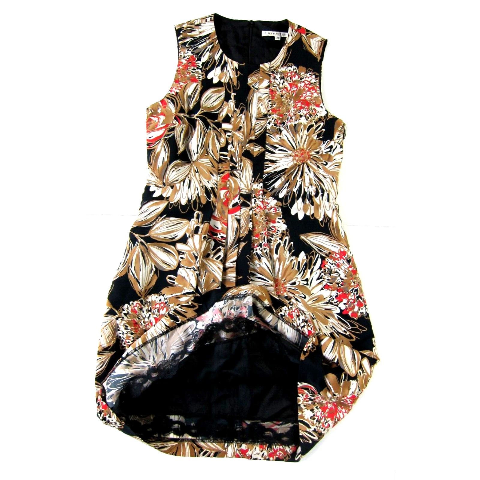 Trina Turk Trina Turk Black Floral Sleeveless Sheath Shift Tank Dress 4 Womens Size S / US 4 / IT 40 - 6 Thumbnail