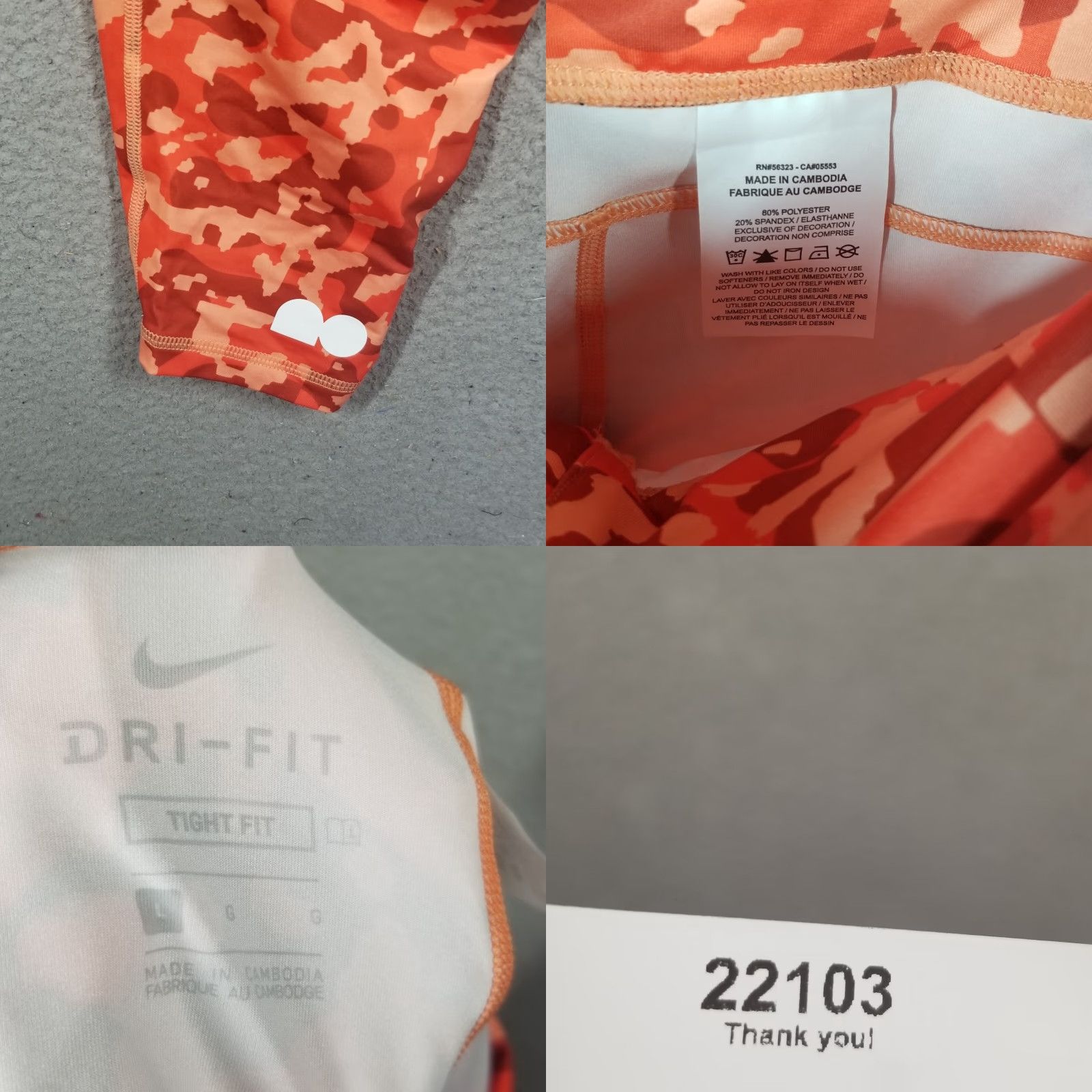 Nike NIKE Naomi OSAKA Court 3/4 Tennis Legging Large ZIP FRONT CLOSURE DD9312 Camo Size 36" / US 14 / IT 50 - 8 Thumbnail