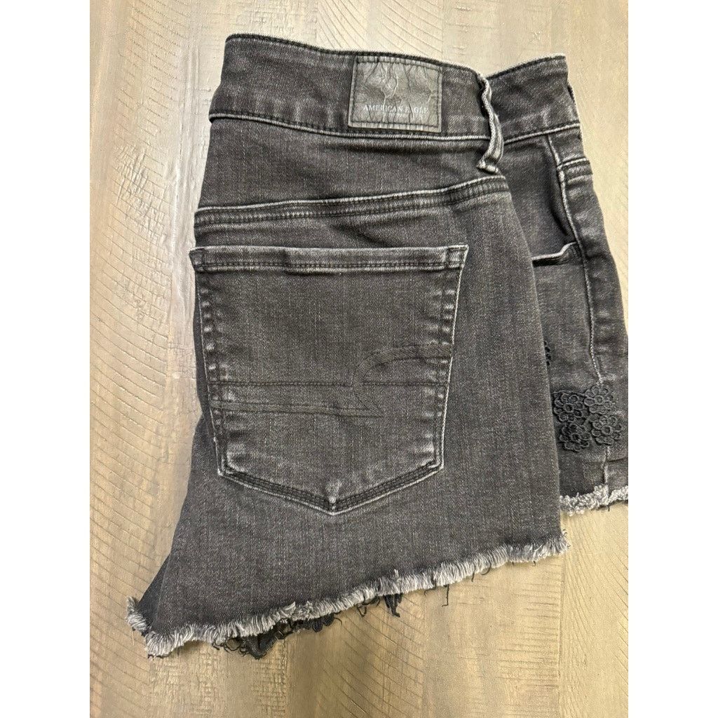 American Eagle Outfitters American Eagle Super Stretch HiRise Shorts Crochet Black Size 32" / US 10 / IT 46 - 3 Thumbnail