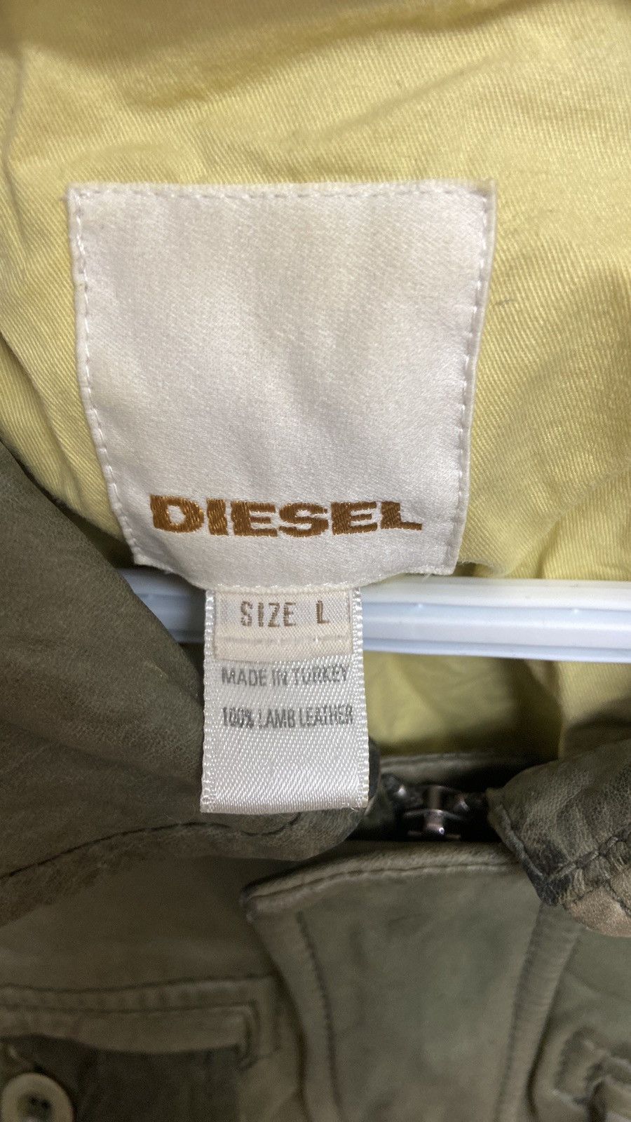 Diesel × Vintage Vintage Diesel Men's Lamb Leather Green Jacket Size US L / EU 52-54 / 3 - 3 Thumbnail