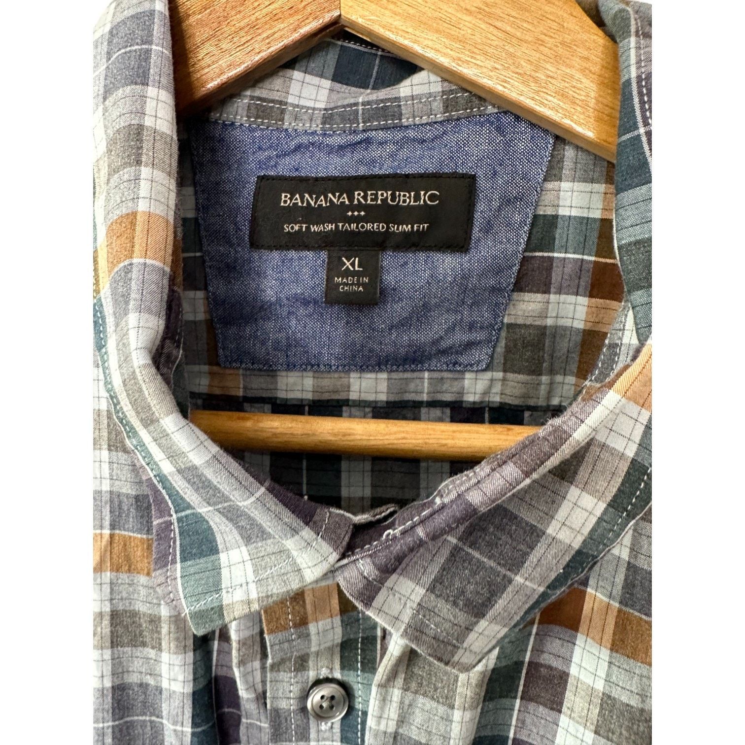 Banana Republic Banana Republic Soft Wash Tailored Slim Fit Plaid Shirt XL Size US XL / EU 56 / 4 - 5 Thumbnail