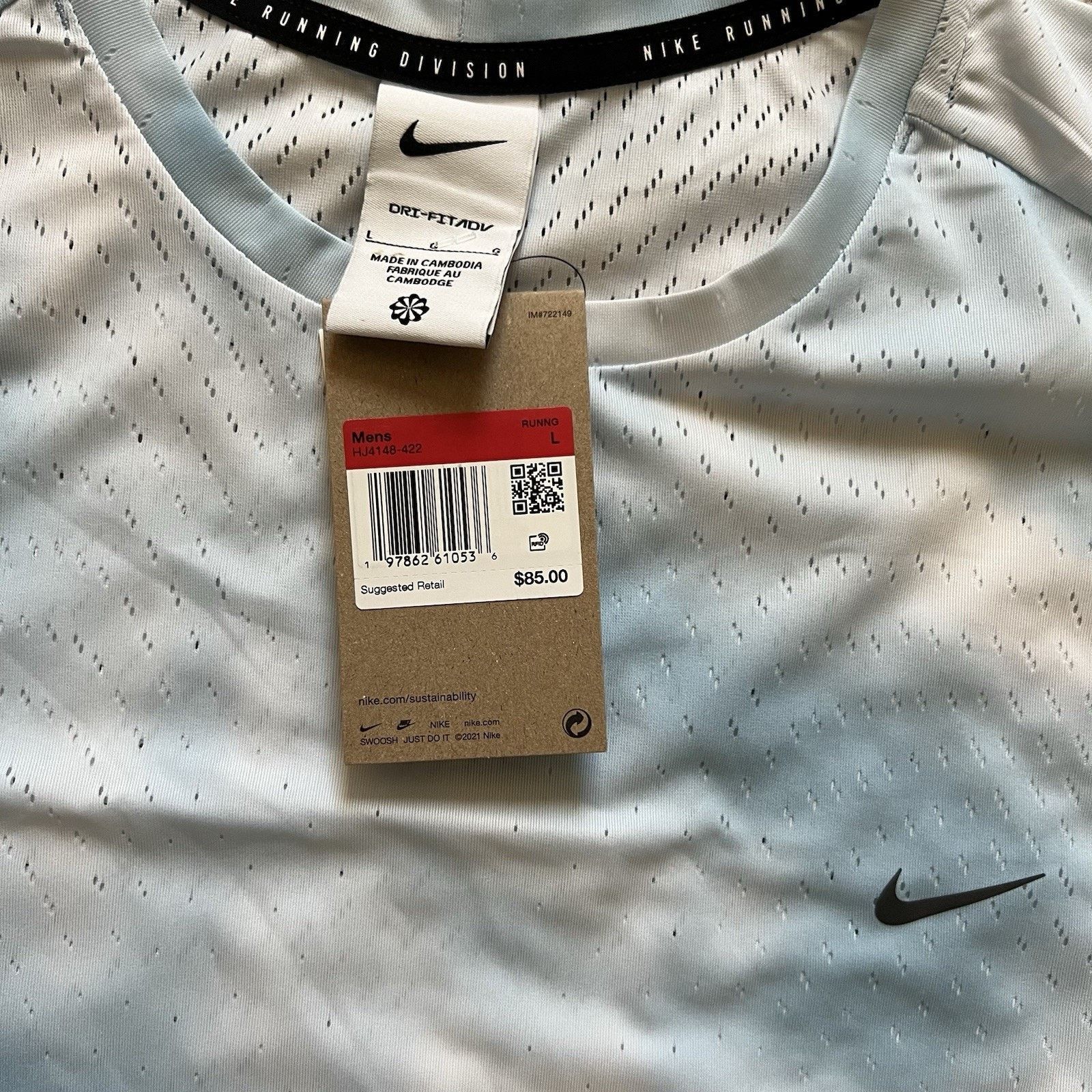 Nike Nike Running Division Breathe Running Top Large Blue Size US L / EU 52-54 / 3 - 6 Thumbnail