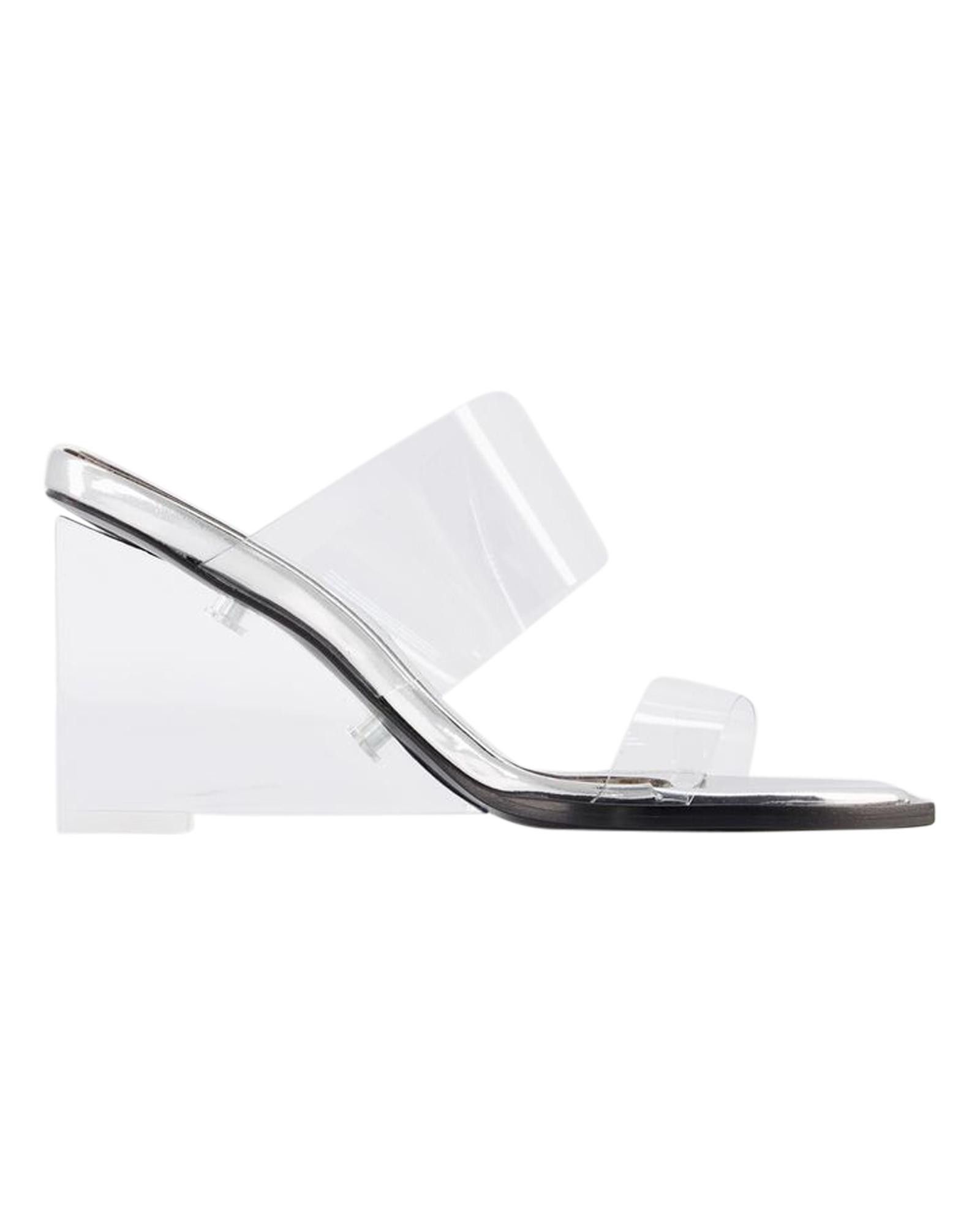 image of Alexander Mcqueen Clear Leather Square Open Toe Sandals, Women's (Size 10)