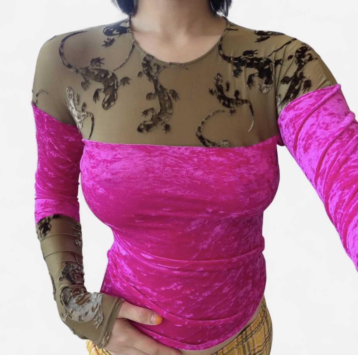 Marine Serre Pink velvet lizard top Size M / US 6-8 / IT 42-44 - 4 Thumbnail