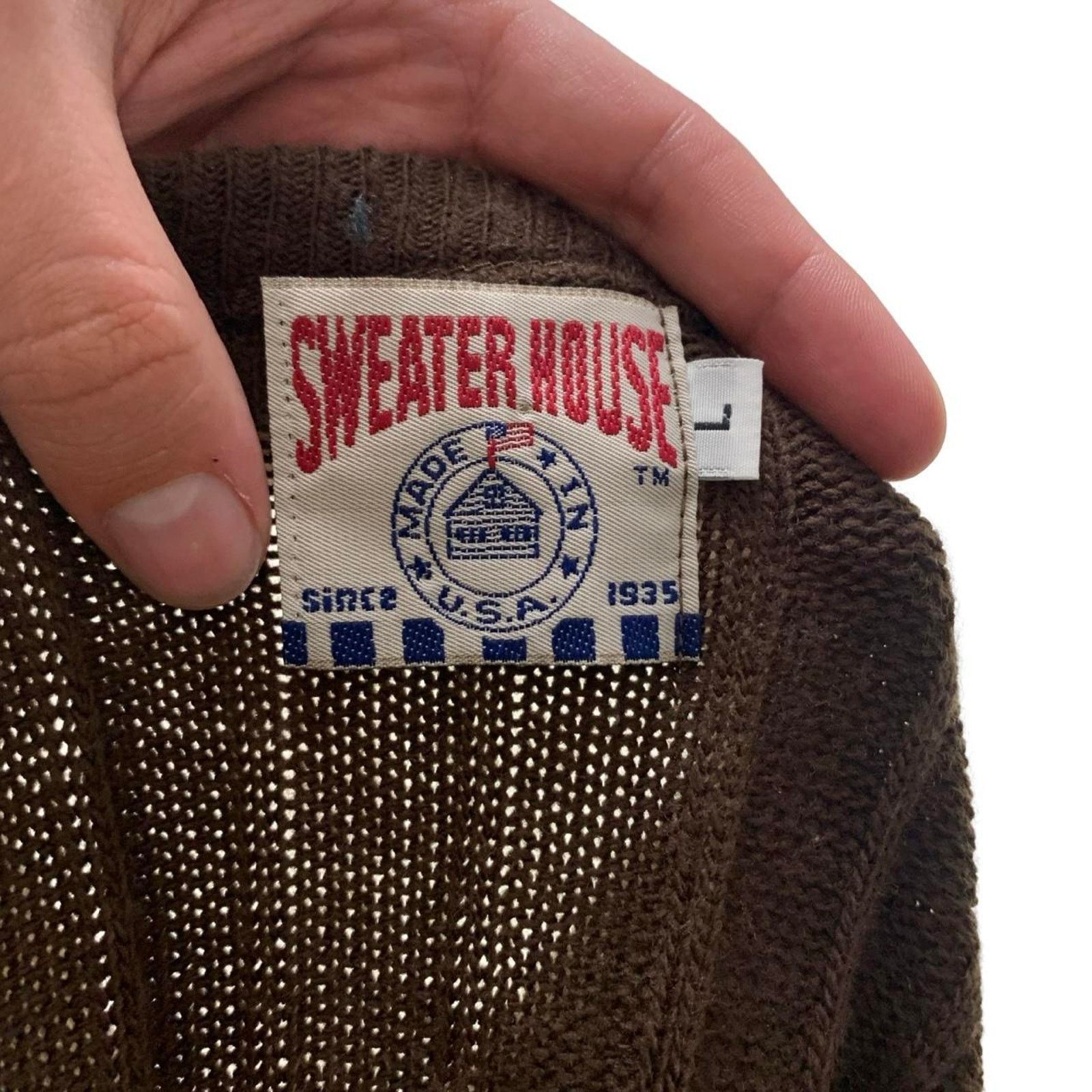 Vintage Vintage 90s brown knit sweater vest Size US L / EU 52-54 / 3 - 5 Thumbnail