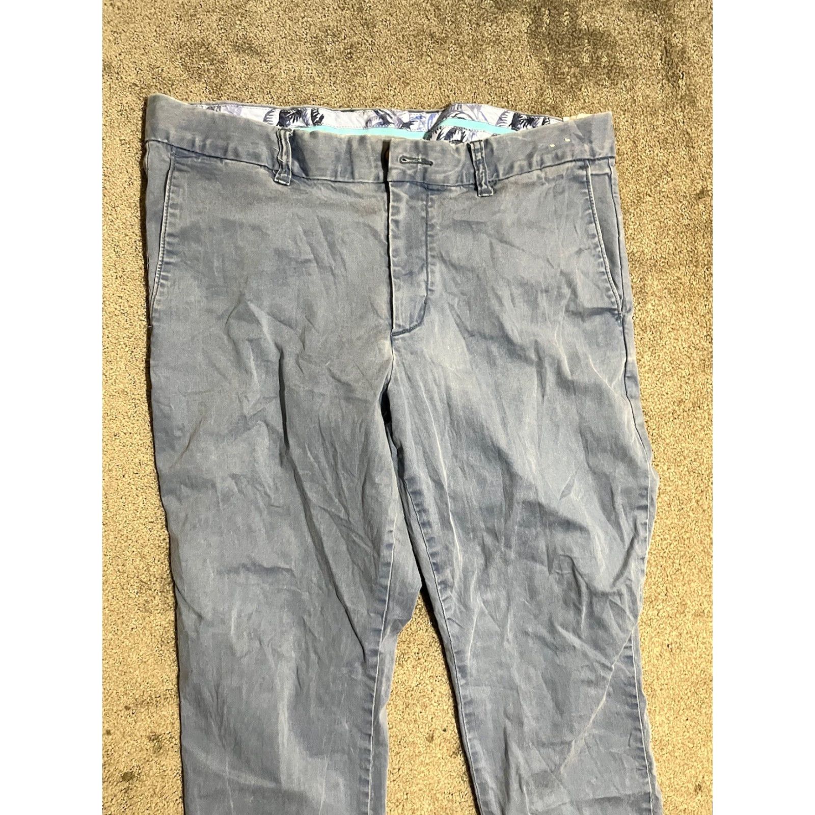 Tommy Bahama Tommy Bahama Pants Blue Straight Leg Chino 34x30 Men Regular 5-Pocket Twill Cotton Blend Size US 34 / EU 50 - 2 Thumbnail