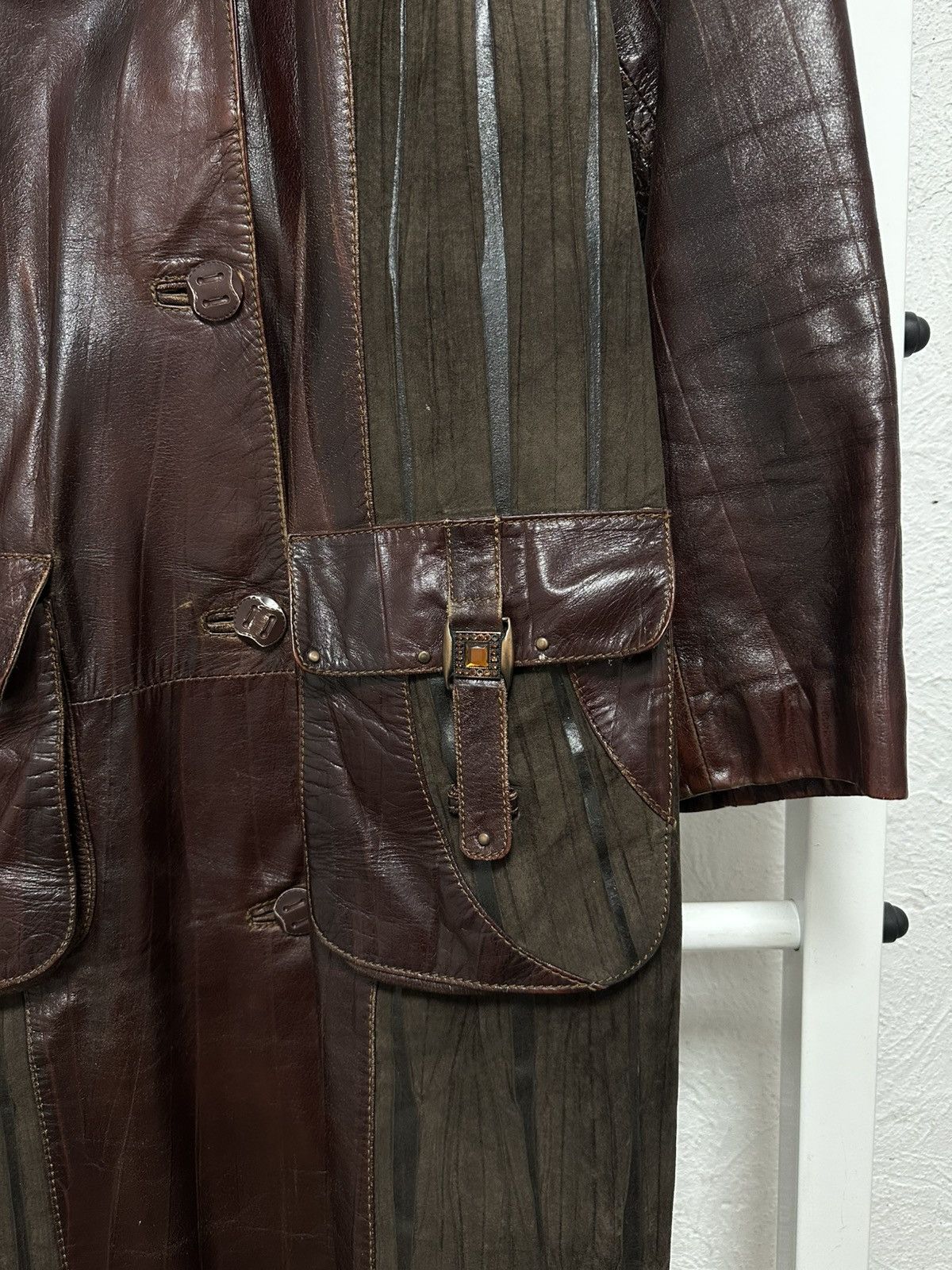 Vintage Vintage 90s Women’s Leather Trench Coat Der Nova L size Size L / US 10 / IT 46 - 3 Thumbnail