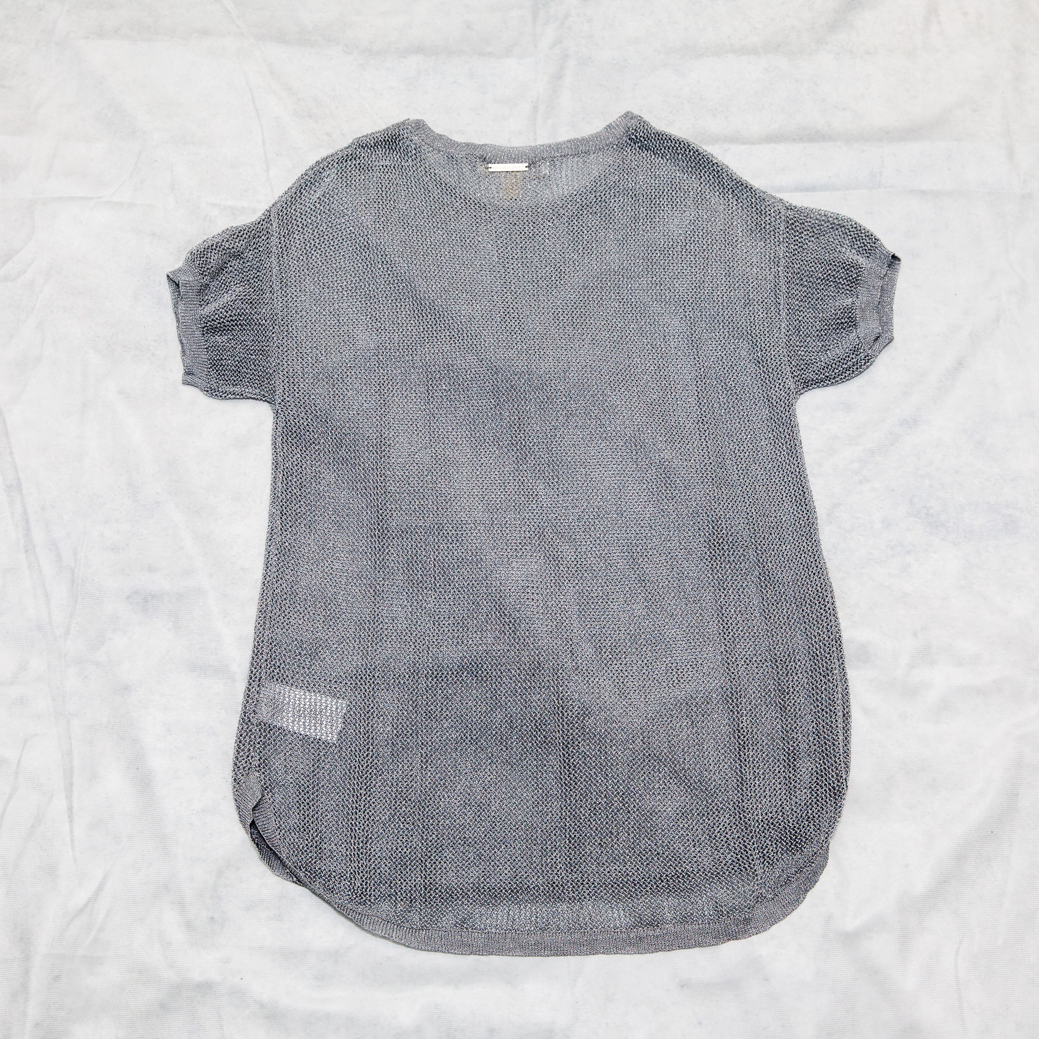 Michael Kors Michael Kors Crochet Metallic Silver Grey Top Rayon Size S / US 4 / IT 40 - 6 Thumbnail