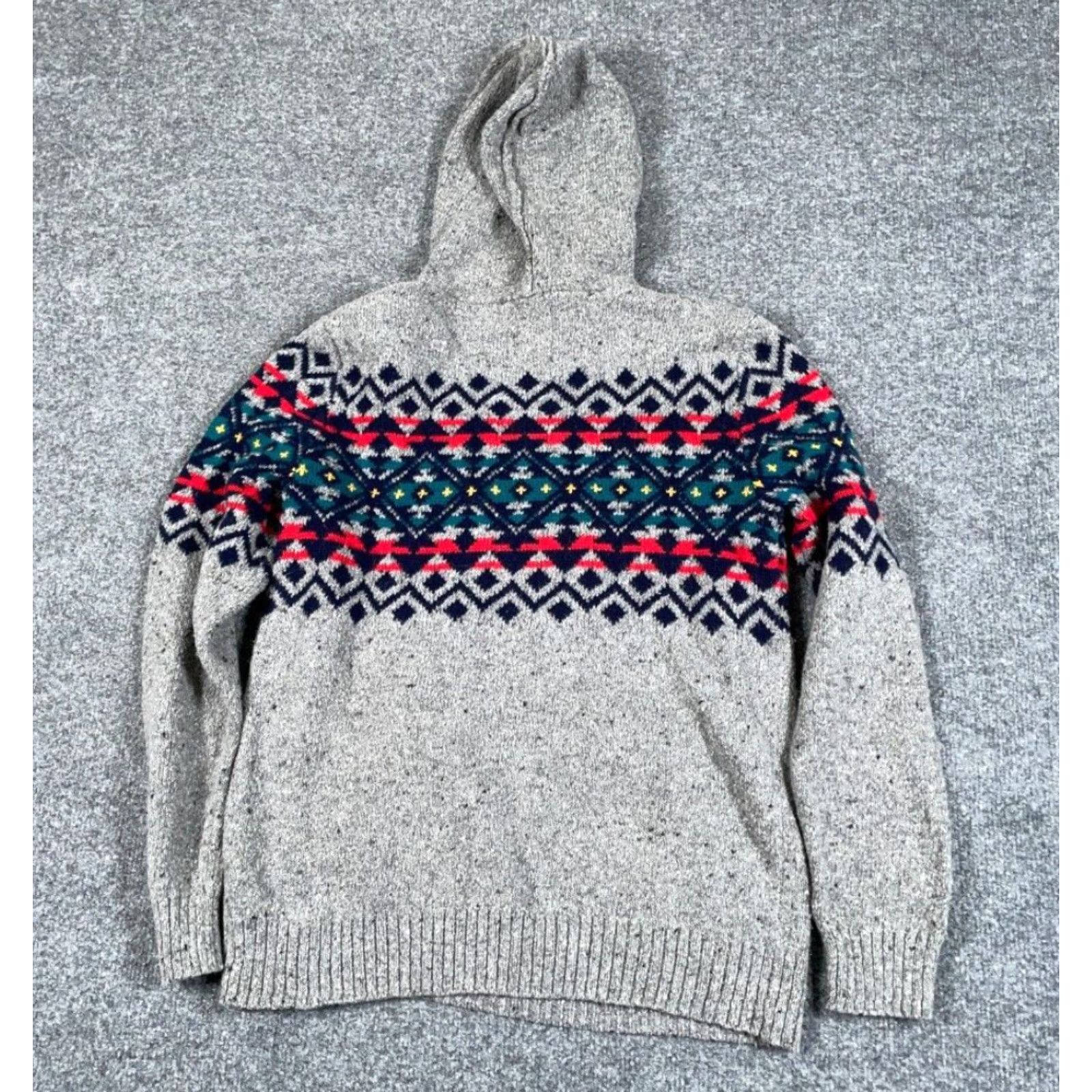 American Eagle Outfitters American Eagle Outfitters Geometric Pattern Hooded Pullover Sweater Adult Small Gray Cotton Acrylic Aztec Tribal 90s Size US S / EU 44-46 / 1 - 2 Thumbnail