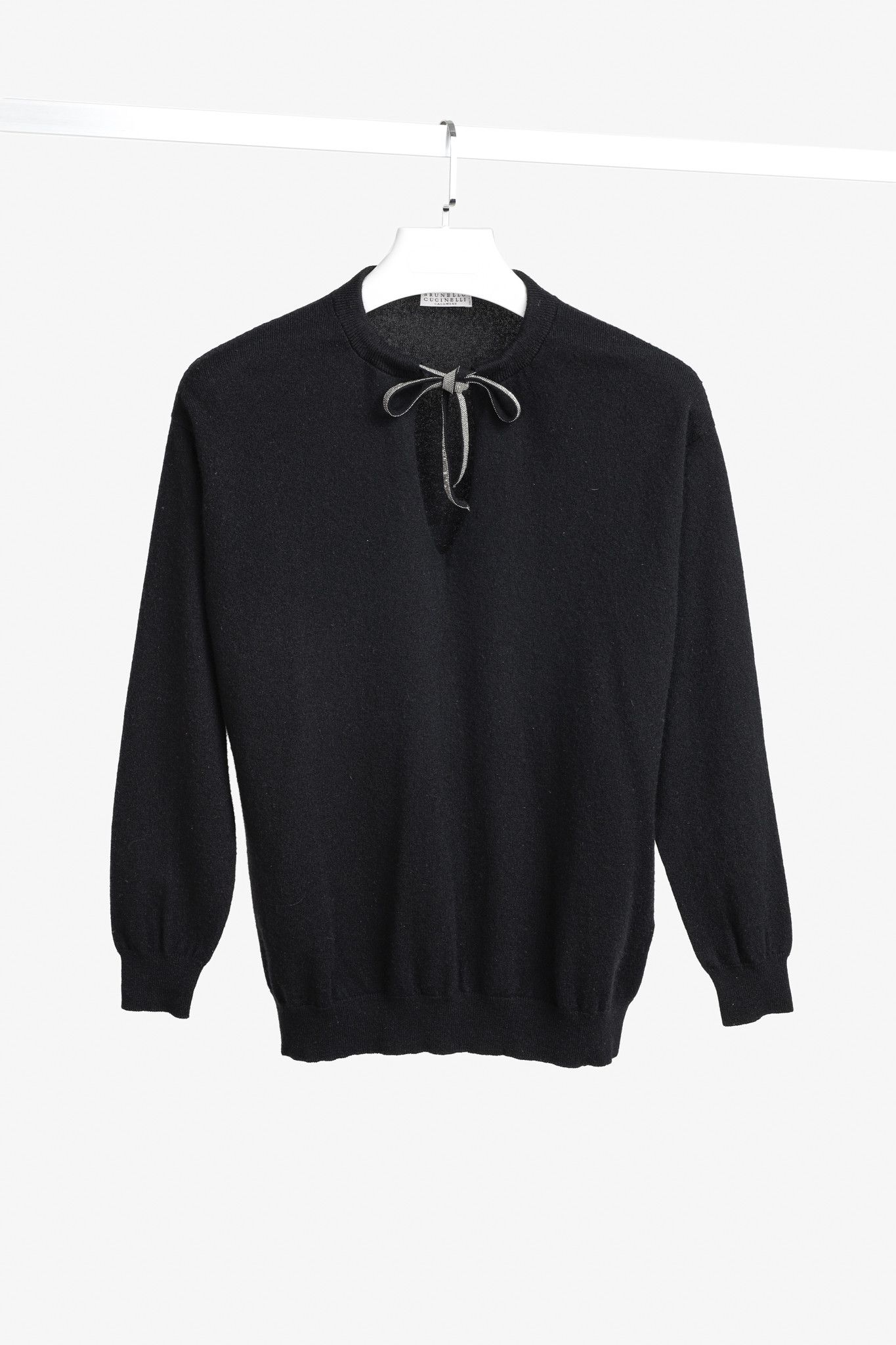 Brunello Cucinelli Brunello Cucinelli Black Cashmere Monili Bead Sweater Size L / US 10 / IT 46 - 1 Thumbnail