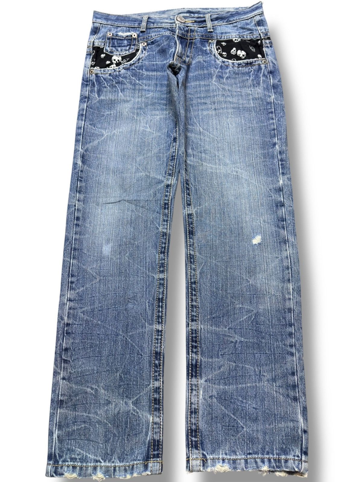 Mastermind Japan Vintage Japanese Brand Skulls Pattern Denim Size US 31 - 1 Thumbnail