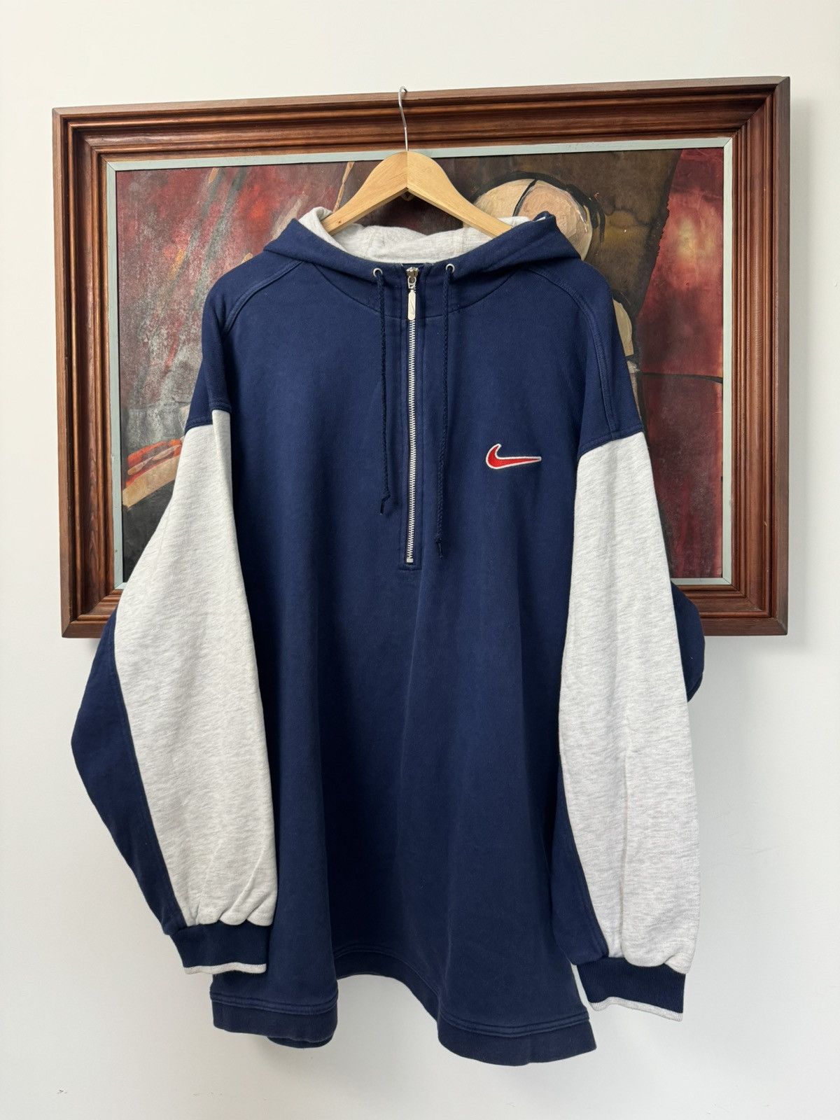 Nike Nike Vintage 90s Big Swoosh 1/4 Zip Streetwear Hype Size US XL / EU 56 / 4 - 1 Thumbnail