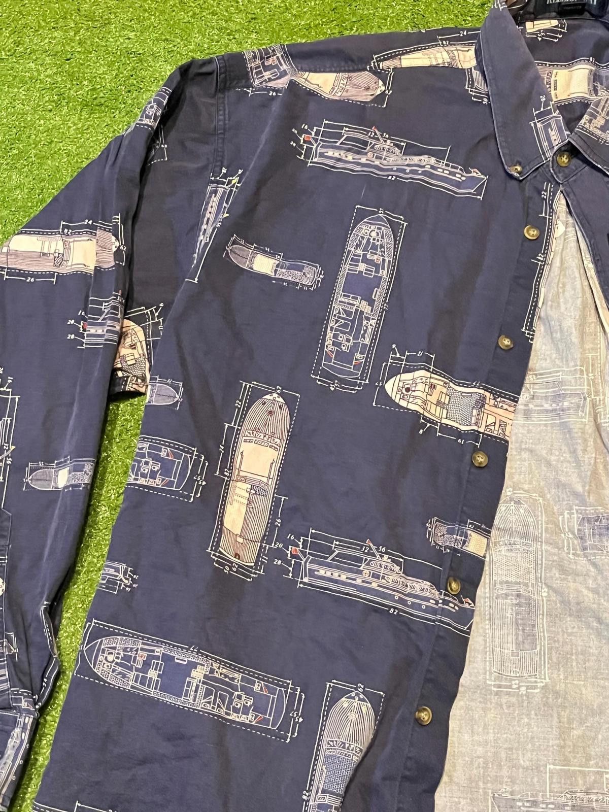 Other Red Bay Men's Casual Button-Up Shirt with Nautical Print Size ONE SIZE - 4 Thumbnail