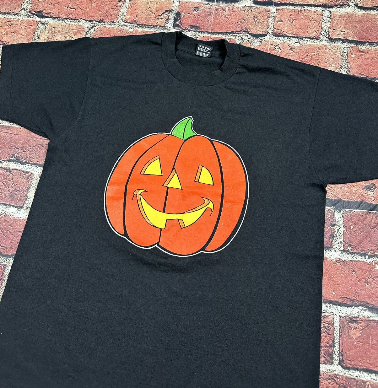 Fruit Of The Loom Vintage 90s HALLOWEEN Pumpkin JACK O LANTERN Single Stitch Size US L / EU 52-54 / 3 - 2 Thumbnail