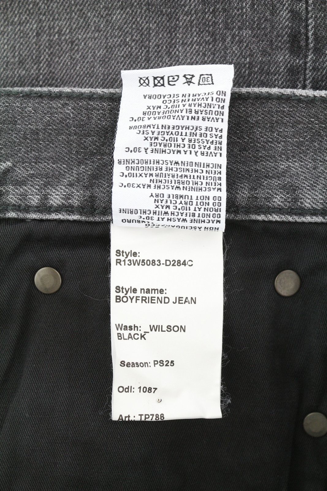 R13 BOYFRIEND 26 Wilson Black Faded Cropped Jeans 86144 Size 26" / US 2 / IT 38 - 8 Thumbnail