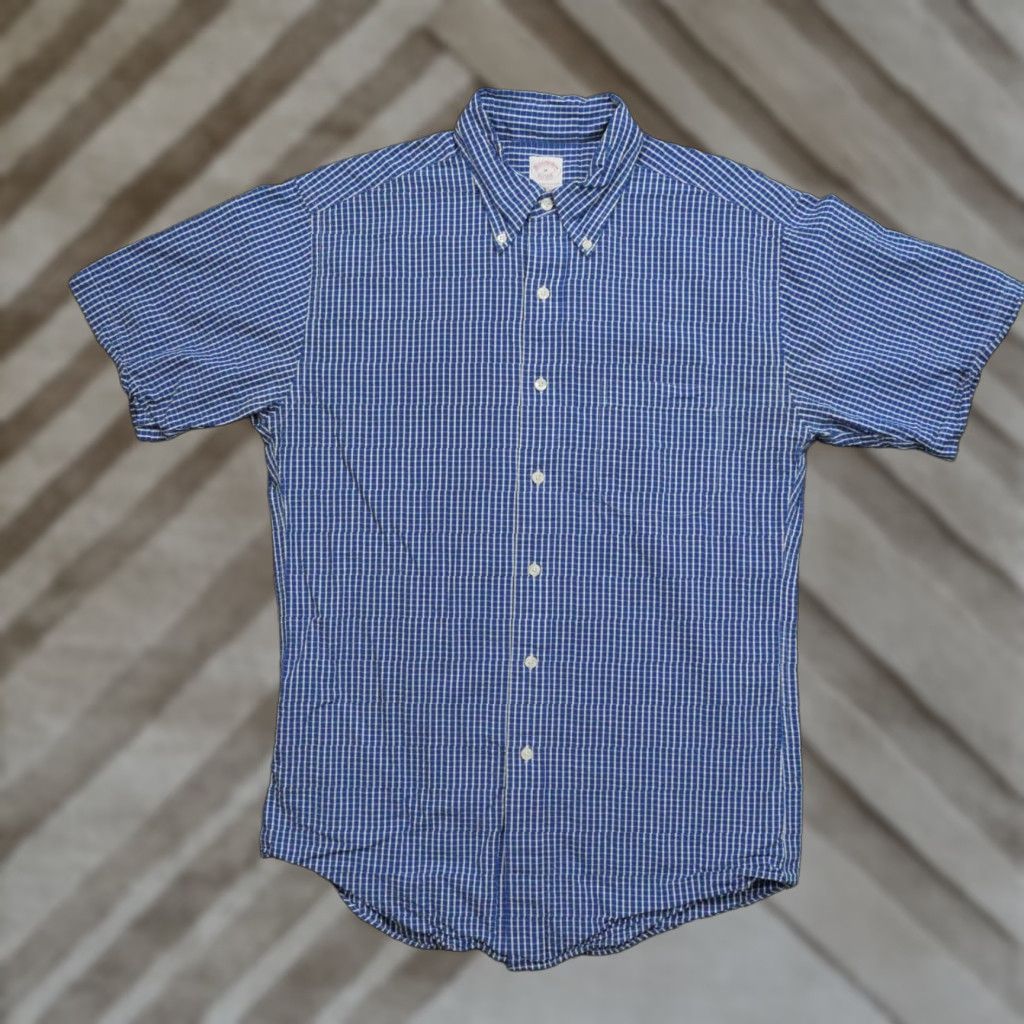 Brooks Brothers VINTAGE Brooks Brothers Shirt Mens Medium Blue White Plaid Button Down Check Size US M / EU 48-50 / 2 - 1 Thumbnail