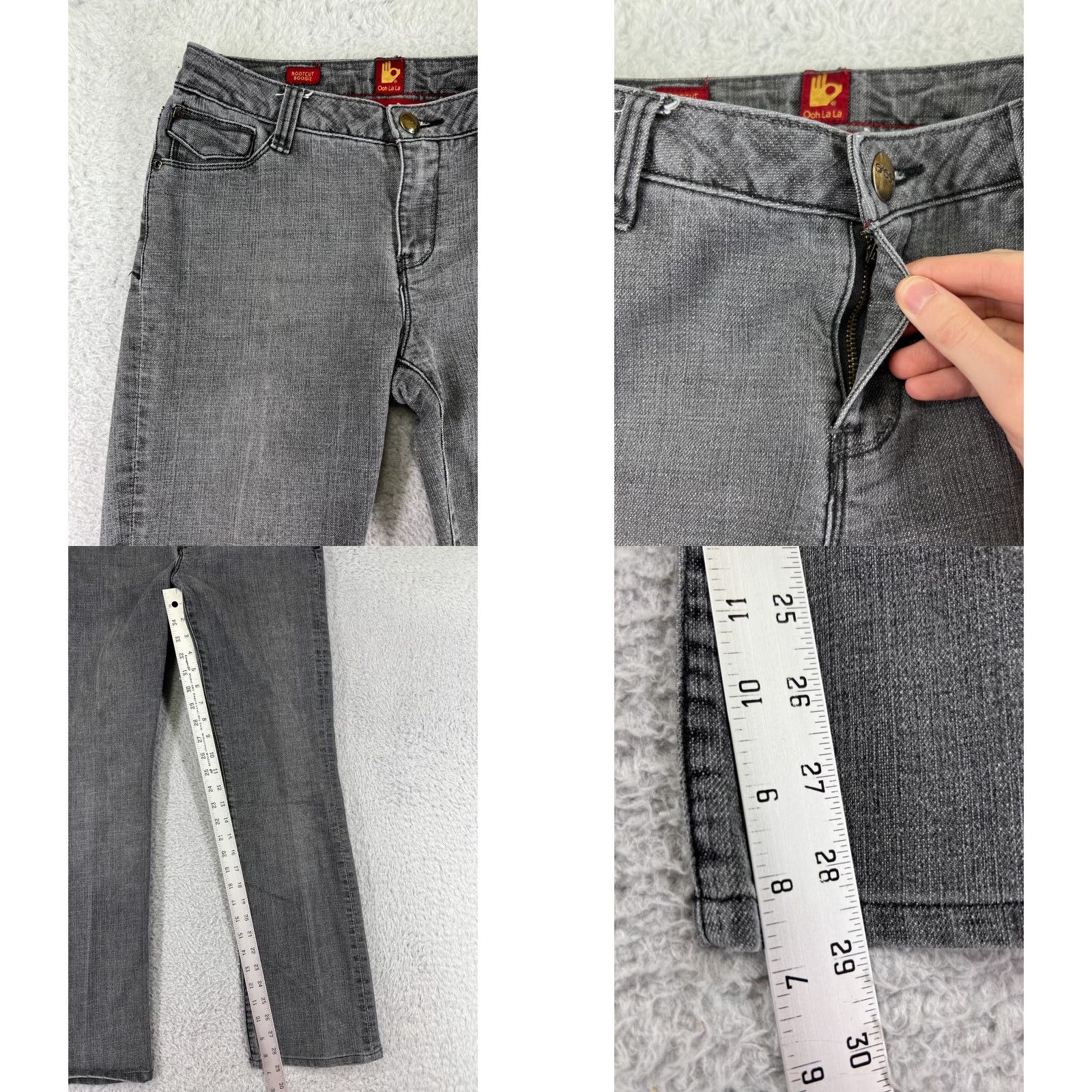 Denime OOH LA LA Jeans Women 4 Gray Denim Bootcut 29x29 Stretch Embroidered 5-Pocket Zip Mid Rise Regular Cotton Blend Brown? Size 27" / US 4 / IT 40 - 8 Thumbnail