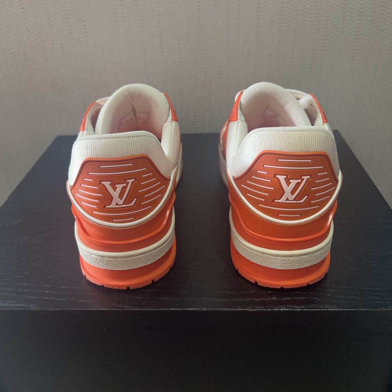 Louis Vuitton Louis Vuitton Trainer Orange and White Sneakers -2505 Size US 8 / IT 38 - 3 Thumbnail